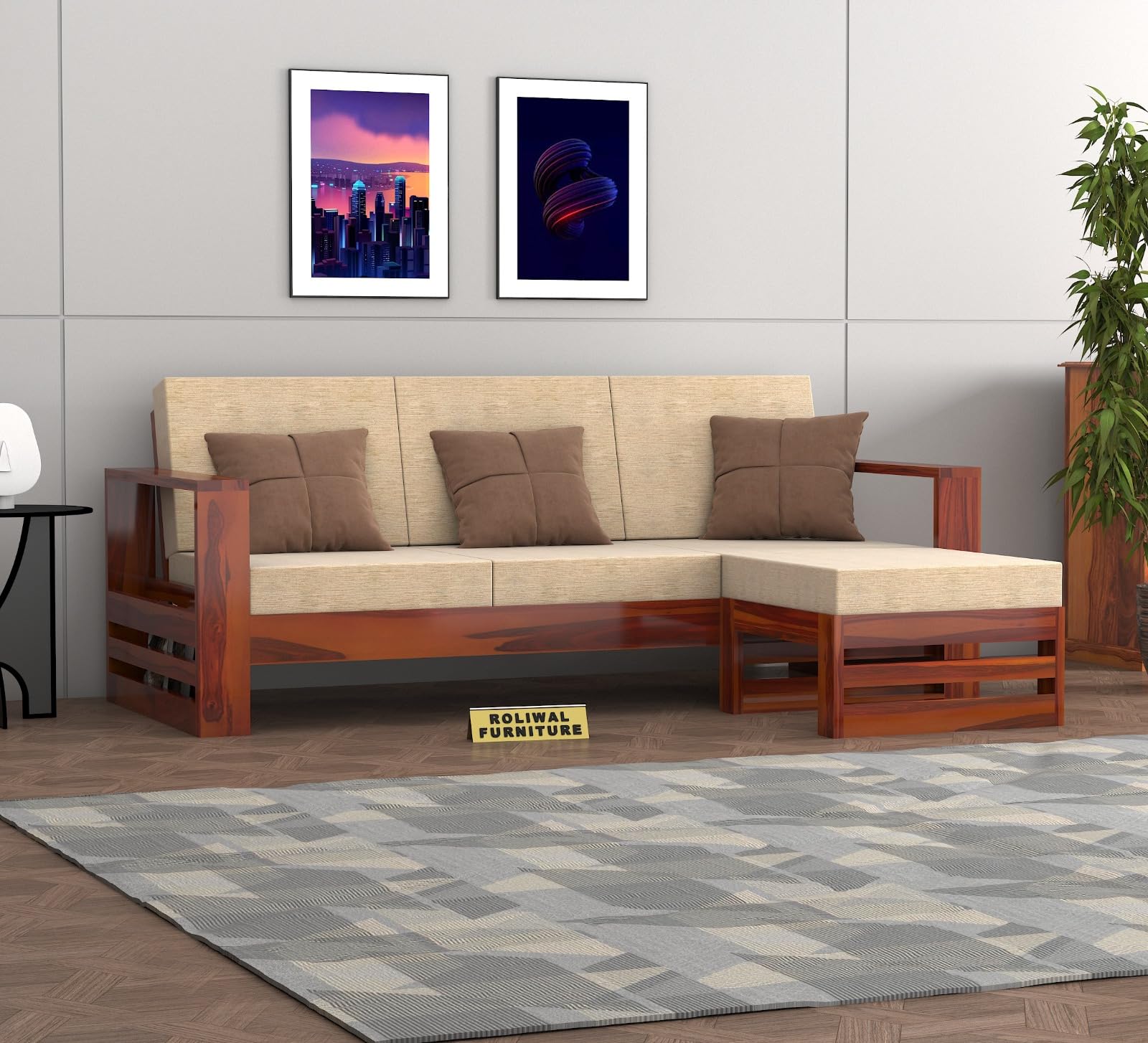Solid Sheesham Wooden 4 Seater Sofa Set for Living Room | Four Seater Cushion Sofa with Side Books & Newspaper Holder for Home & Office (Honey A, 4 Seater)-image-31