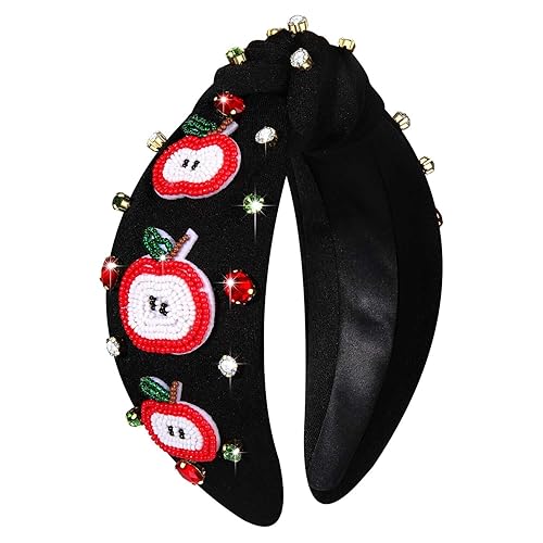 Miniatura 7 de NVENF Diadema para profesora para mujer, diadema anudada con perlas de cristal con cuentas de diamantes de imitación FRI-YAY embellecida con nudo