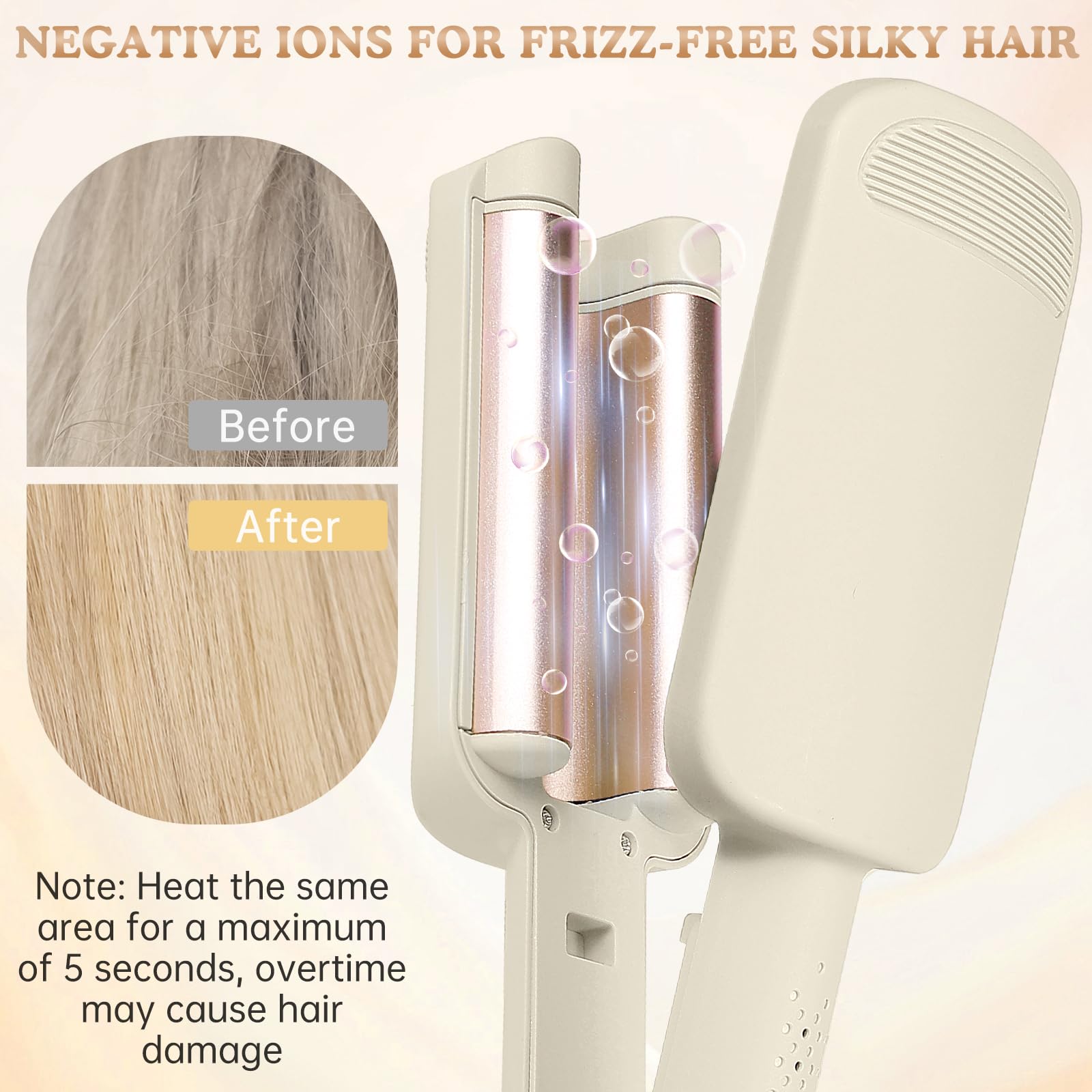 Fer à Boucler 32mm, Fer à Onduler Beach Waves pour Grandes Ondulations Naturelles, Boucleur Cheveux avec 4 Températures Réglables, Revêtement Céramique, Chauffage Rapide & Sécurité Anti-Brûlure 1