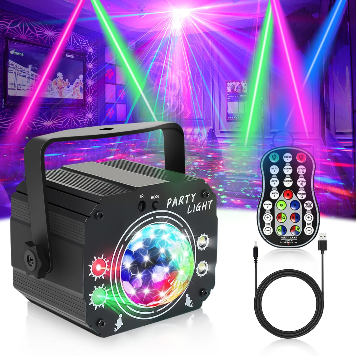 Luce Da Discoteca Con Telecomando - 7 Effetti, Controllo Vocale, USB, Per Feste E Eventi - Foto 10