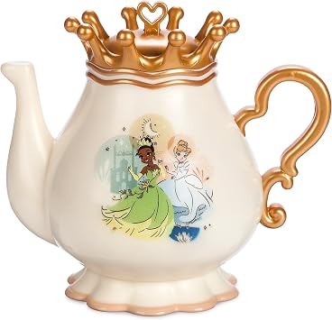 Disney Store Official Princess Tea Set with Sound Effects & Character Art Showing Snow White, Cinderella, Ariel, Belle, Tiana and More, 16-Piece Pretend Play Set with Music & Pouring Sounds for Kids