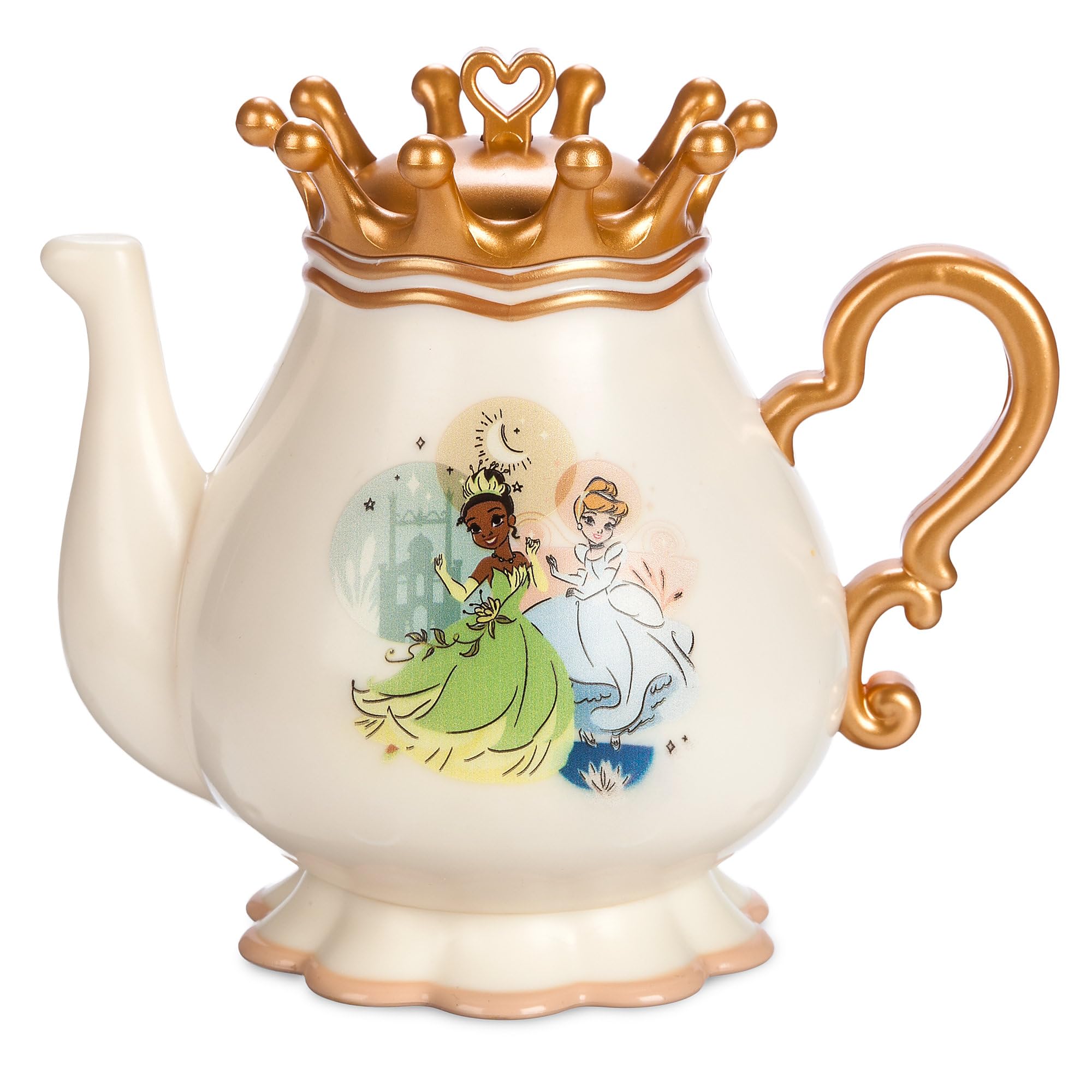 Disney Store Official Princess Tea Set with Sound Effects & Character Art Showing Snow White, Cinderella, Ariel, Belle, Tiana and More, 16-Piece Pretend Play Set with Music & Pouring Sounds for Kids