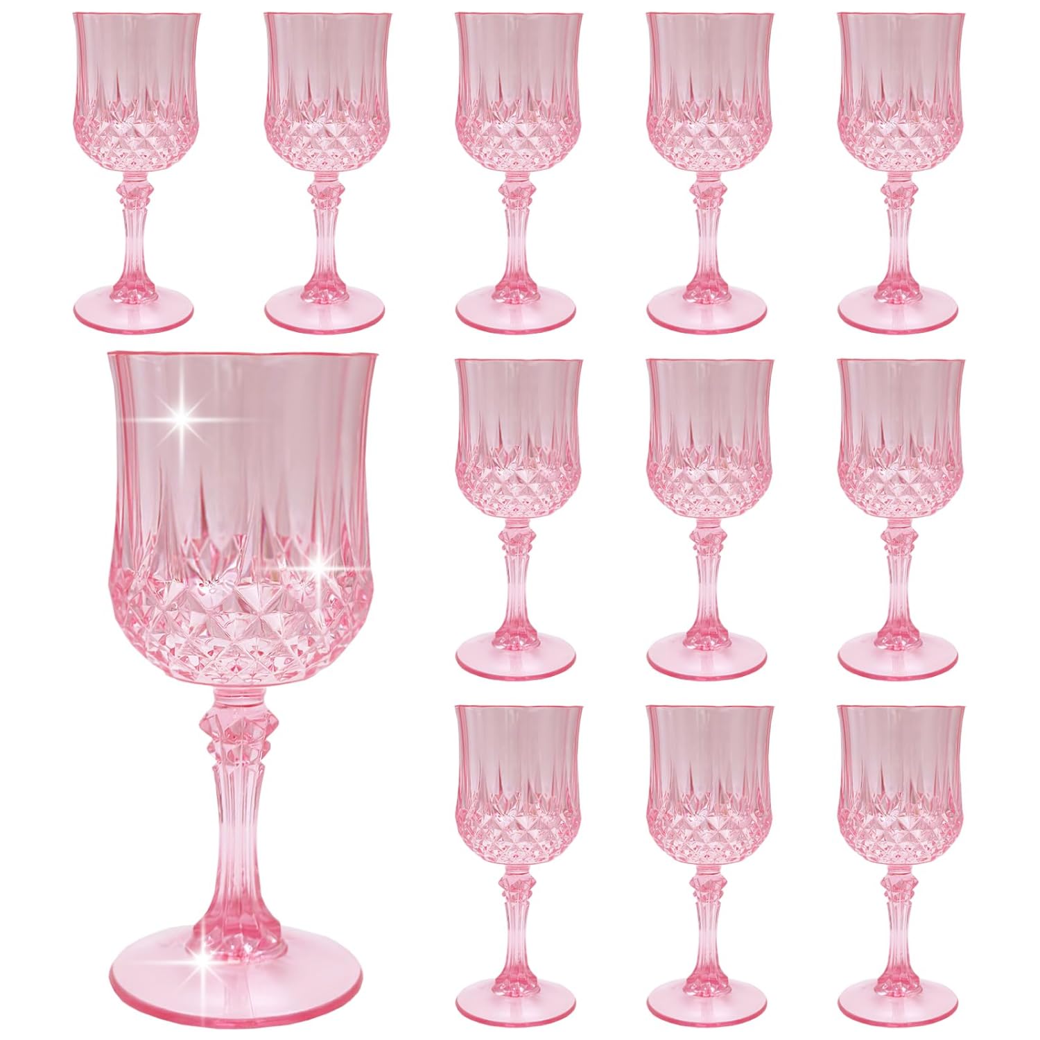Bicchieri da vino in plastica per feste, forniture per ricevimenti di matrimonio, riutilizzabili, stile vintage per uso quotidiano, hotel, bar, ristorante, anniversario, vacanze, celebrazioni