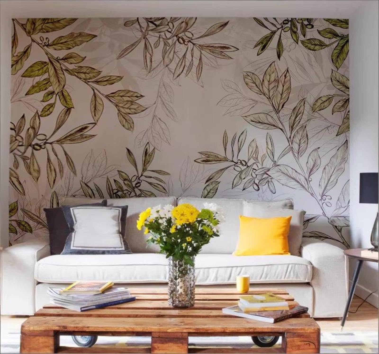 Wallpaper-3D-Xlm 400Cm×280Cm(B×H) Minimalist Fresh Tropical Plants Leaves 3D Wallpaper Easy Install Feature Office Living Room Sofa Bedroom Tv Background Wall Decoration-400Cm×280Cm