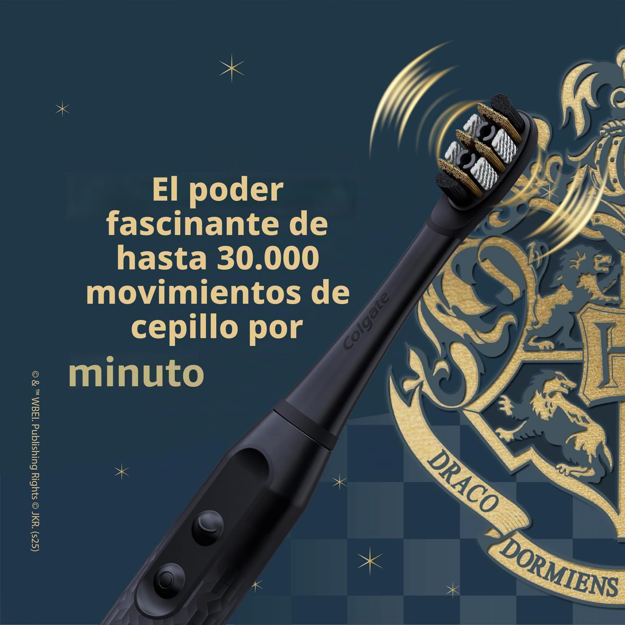 Colgate Harry Potter - Cepillo de dientes eléctrico con 2 cabezales de cepillo para adultos, funciona con pilas, suave