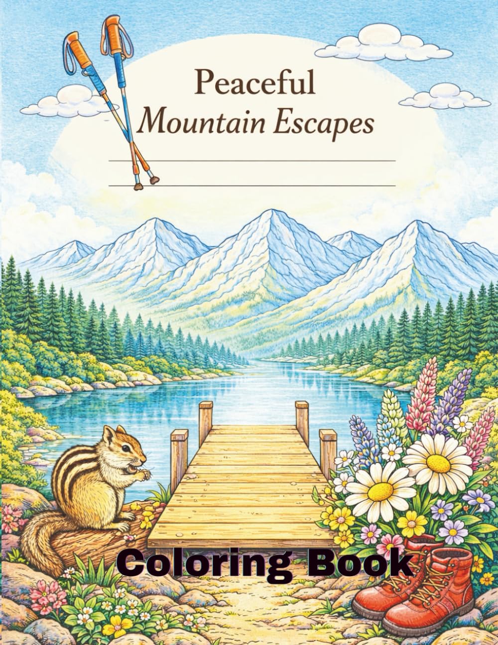 Peaceful Mountain Escapes Coloring Book