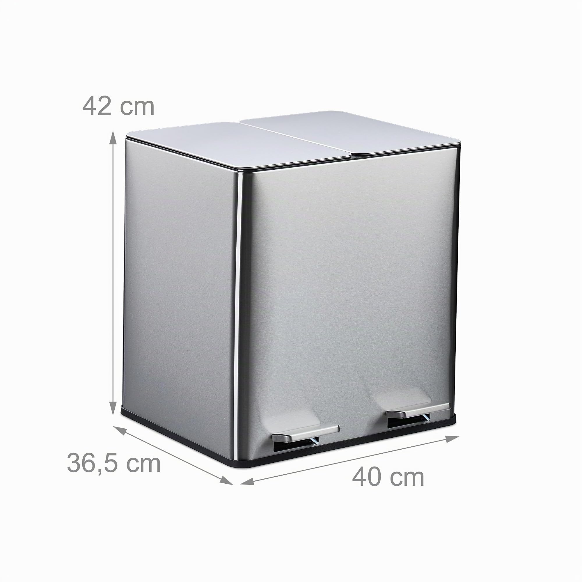 Relaxdays Pattumiera a Pedale Cucina, 2 Scomparti 15 L Rifiuti Organici, Filtro Antiodore, Chiusura Silenziosa, Argento