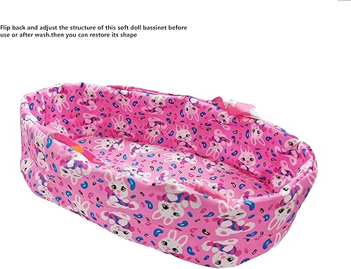 Miniatura 3 de 2 piezas de cuna para muñecas recién nacidas de 6-7-8-9-10 pulgadas, moisés pequeño para muñecas de bebé