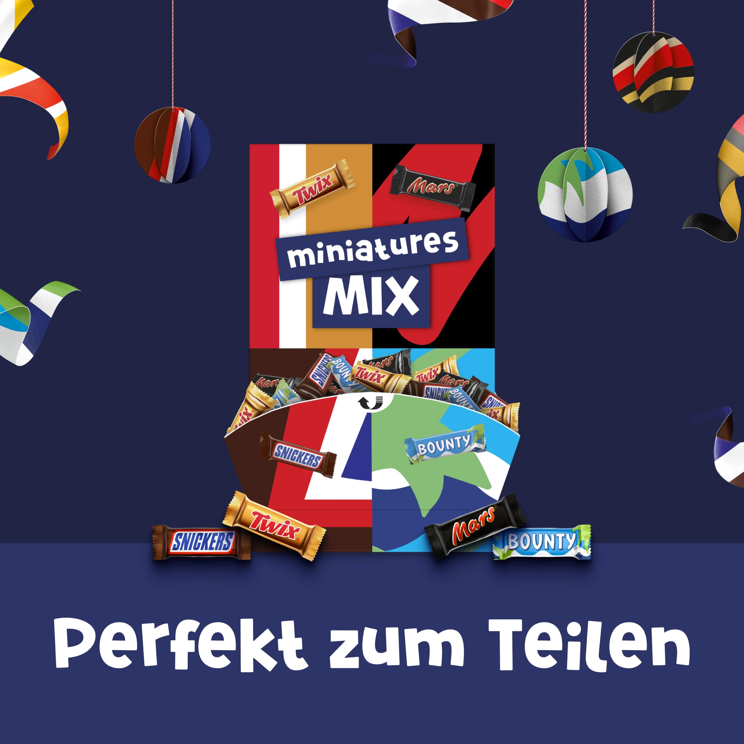 Miniatures Mix Schokolade, Mini-Schokoriegel Snacks, Großpackung, 3000g | Miniatures Schokoriegel-Mix mit Mars, Snickers, Bounty und Twix, perfekt zum Verschenken, für gesellige Momente und Partys
