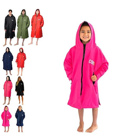 Swim Parka for Youth and Adults | Heavy-Duty Weatherproof Swimming Jacket for Men, Women and Kids (Kids 4-7 Pink)