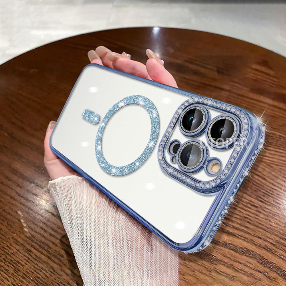 Coque diamant souple TPU antichoc bleu transparent pour iPhone 11