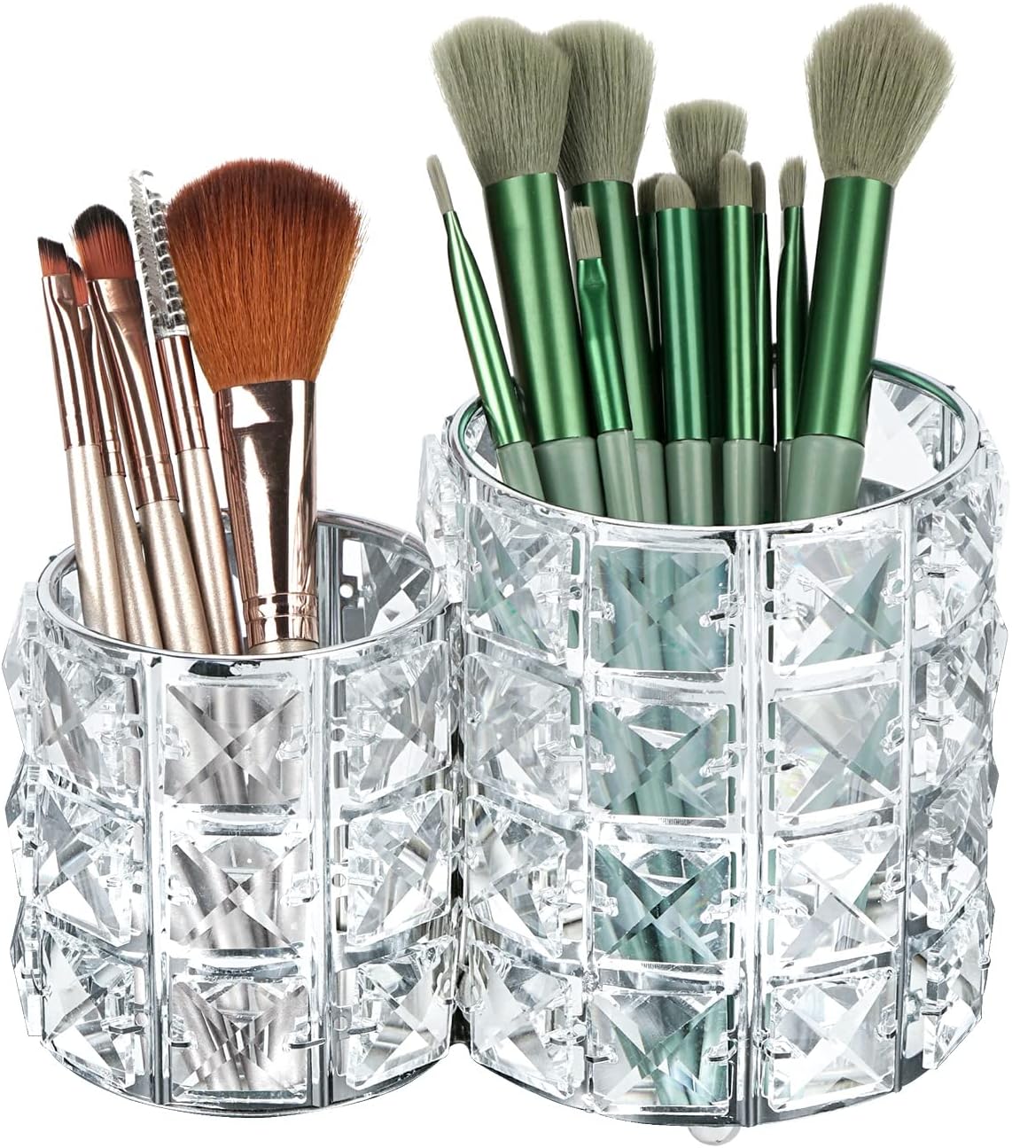 LUEXBOX Crystal Makeup Brush Holder Organizer, Cosmetic Makeup Brush Storage Container Cup for Table, Dresser, Bathroom, Bedroom Organization, One-Piece Circular Brush Organizer (silver) LUEXBOX Crystal Makeup Brush Holder Organizer, Cosmetic Makeup Brush Storage Container Cup for Table, Dresser, Bathroom, Bedroom Organization, One-Piece Circular Brush Organizer (silver)