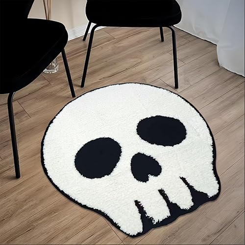 Miniatura 6 de Alfombra de baño de calavera de Halloween, divertida alfombra de baño de calavera, bonita alfombra de baño peluda, ultra suave, de secado rápido,