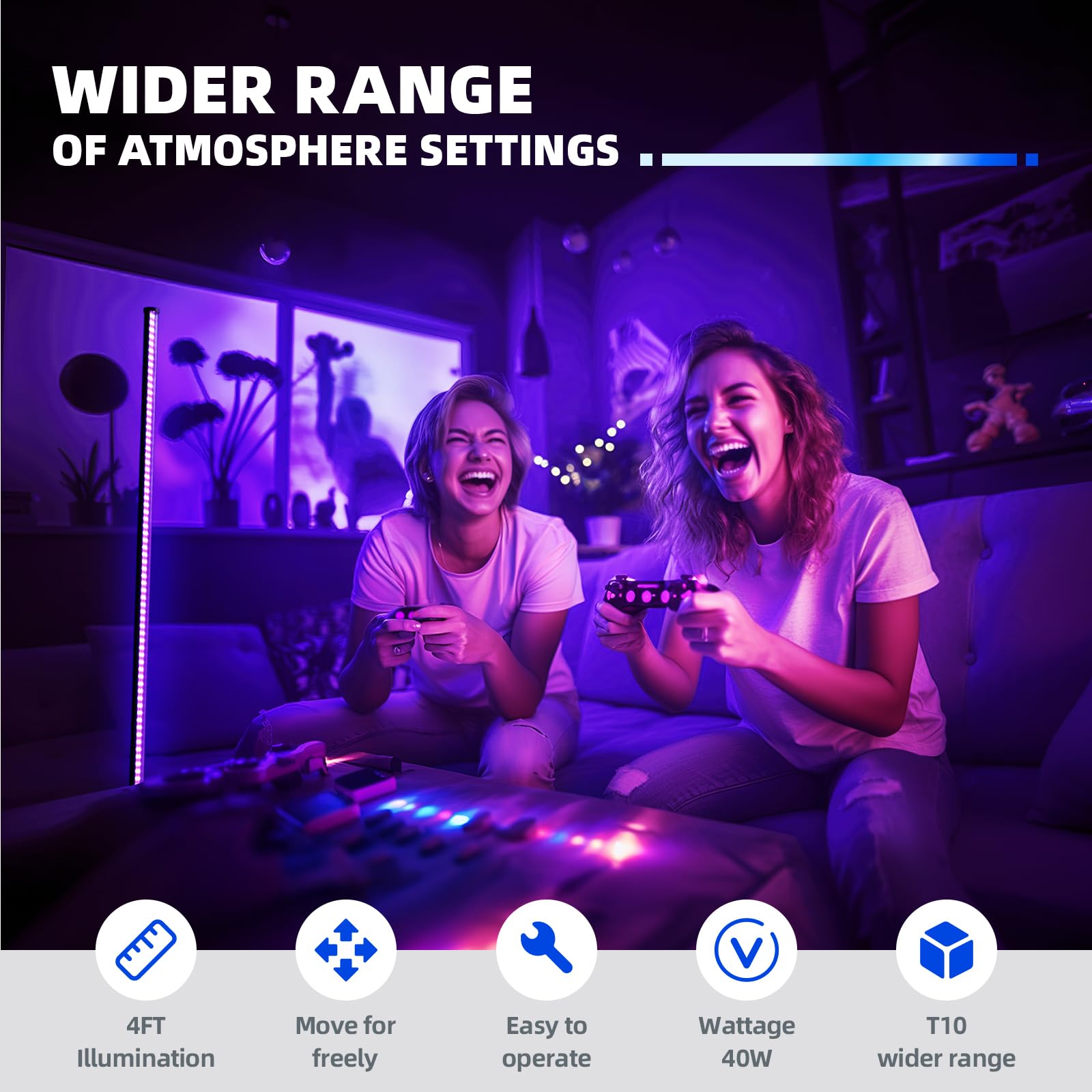 Barrina LED Lumière UV, T10 Lampe Noire UV Verticale, 42W, 385-400nm, 4FT/120cm Hauteur avec Interrupteur Marche/Arrêt Lampe UV pour Halloween, Affiches Fluorescentes, Soirées Lumineuses