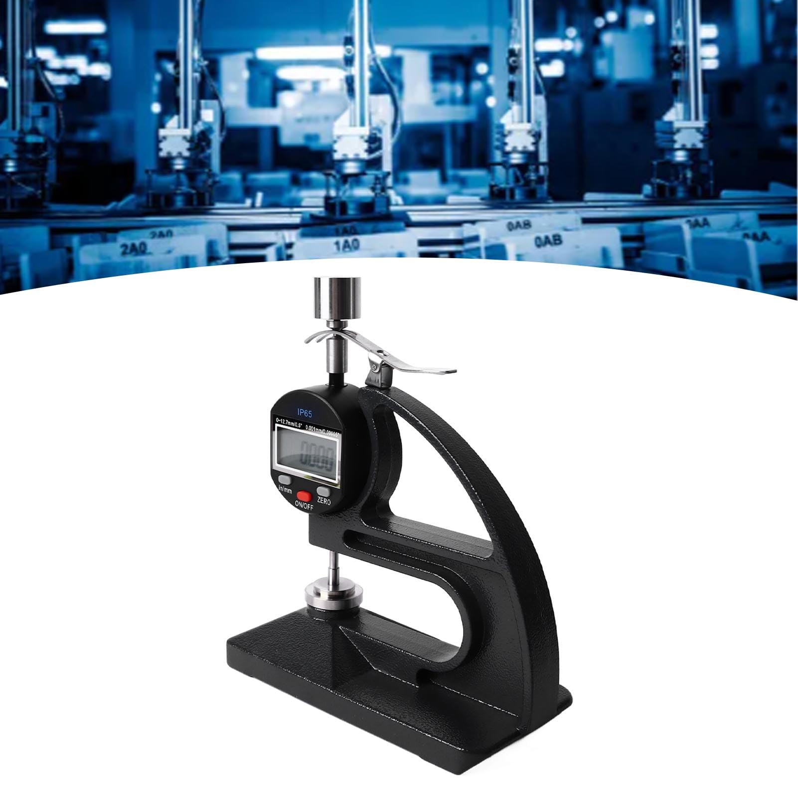 Medidor de espesor digital SustVita con resolución de 0,00005 pulgadas, rango de medición de 0 a 12,7 mm, medidor de espesor de esfera digital con diseño IP65 para una medición