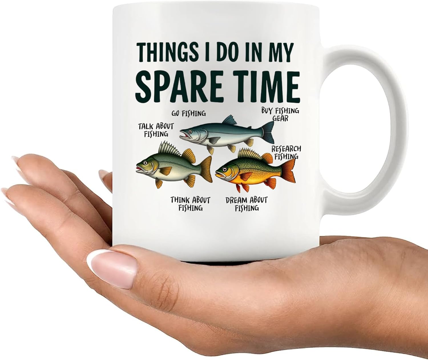 Panvola Things I Do In My Spare Time Fishing Gifts Fisherman Fishing Enthusiast Gifts for Dad Grandpa Husband Brother Father's Day Novelty Drinkware Ceramic Mug 11 oz White - Image 8