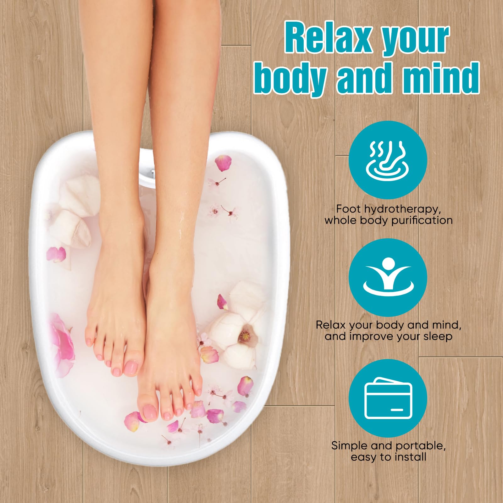 Spa portatile per i piedi, macchina per la disintossicazione dei piedi, spa ionica per i piedi disintossicati, massaggiatore spa per i piedi (dispositivo spa per i piedi + vasca da massaggio ai piedi)