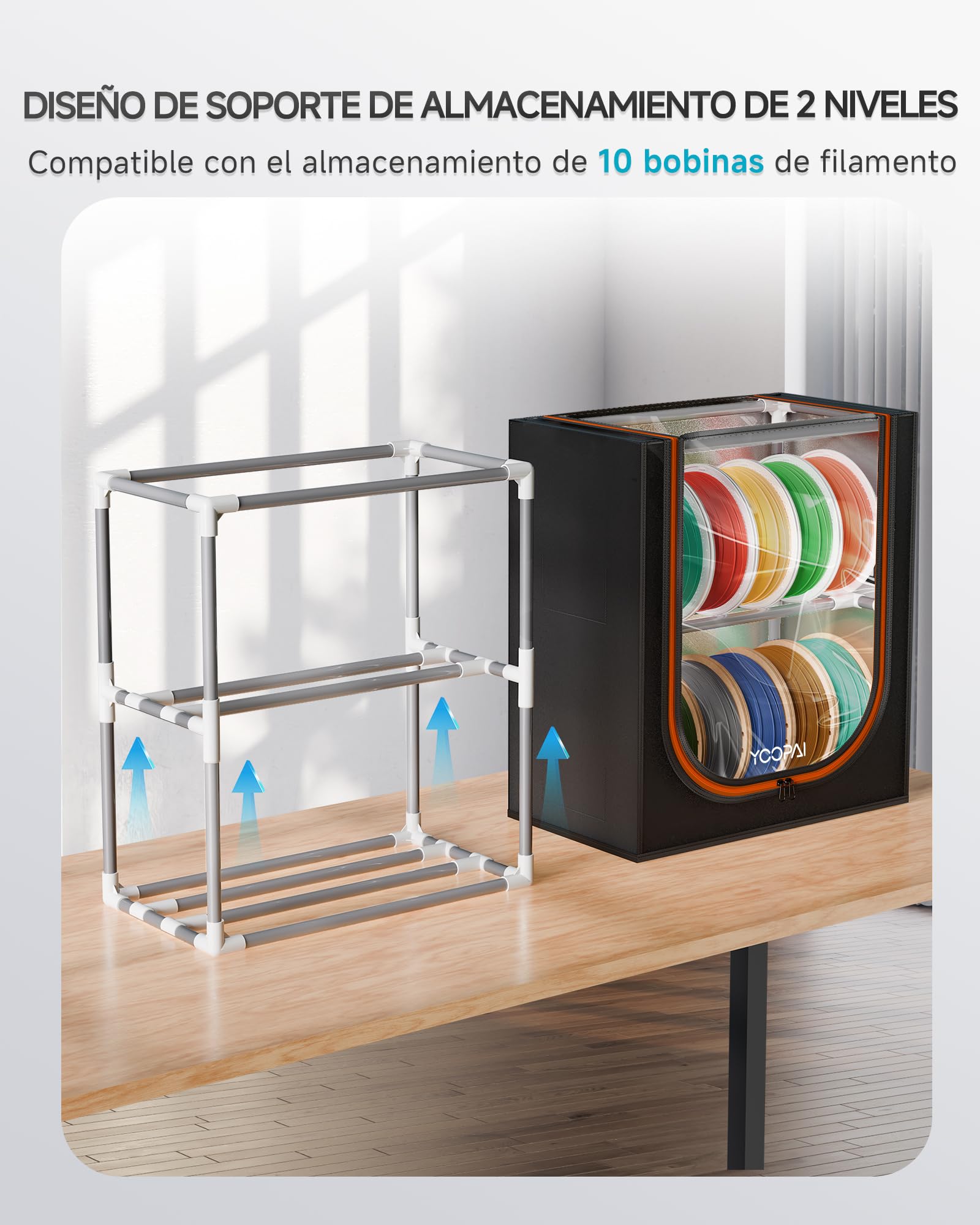YOOPAI Cubierta de tela para almacenamiento de filamentos, 10 rollos