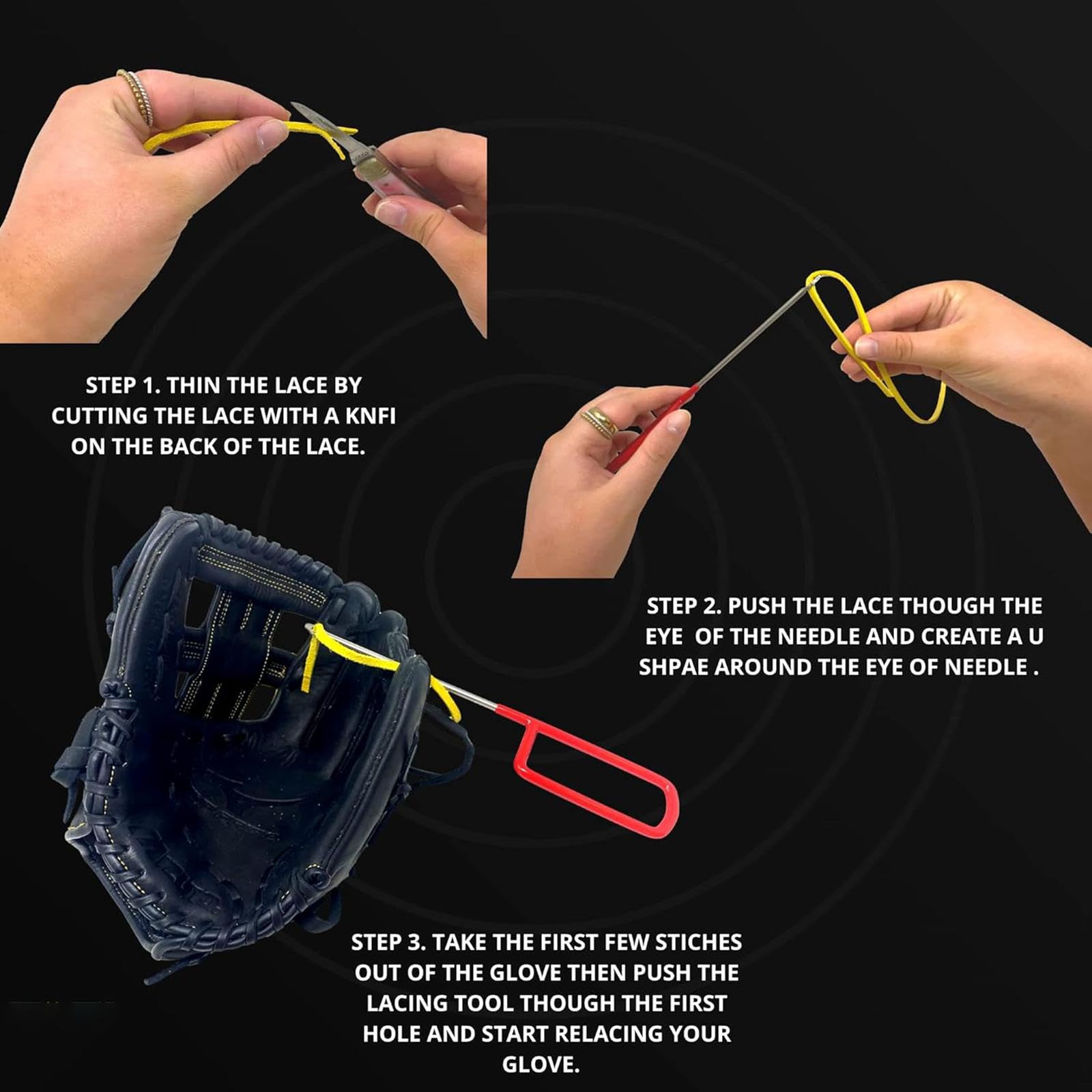 F Fityle Accessoires pour laçage de Gants de Sport, Outils de réparation, Fournitures Haute Performance, Cadeau, équipement de Remplacement, Aiguille de