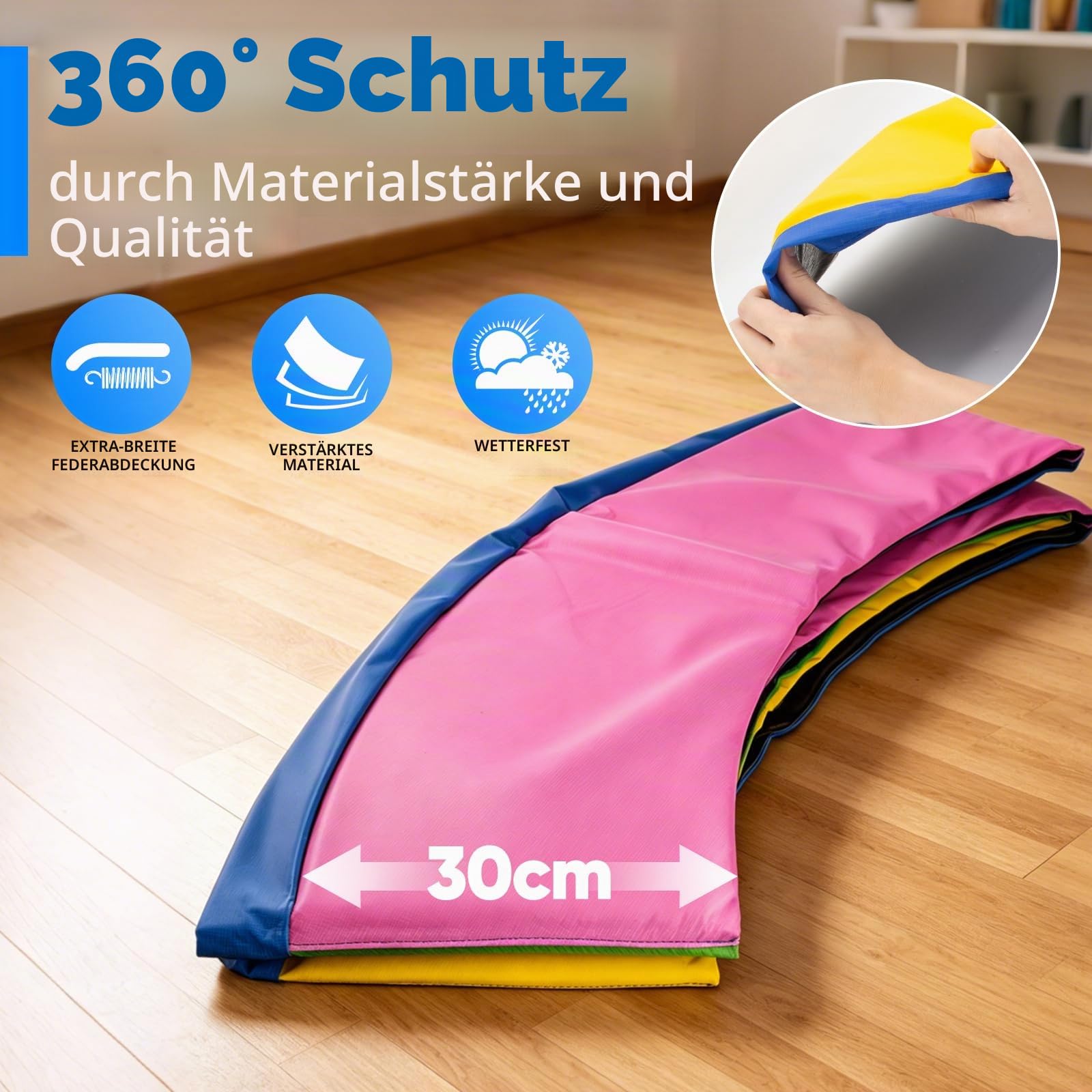 NONMON Trampolin Randabdeckung 244 305 366 397 427 cm, 30cm Breit Ersatz Federabdeckung, Reißfest UV-beständig Randschutz Trampolinzubehör für Gartentrampolin, Standardgröße, NUR PAD