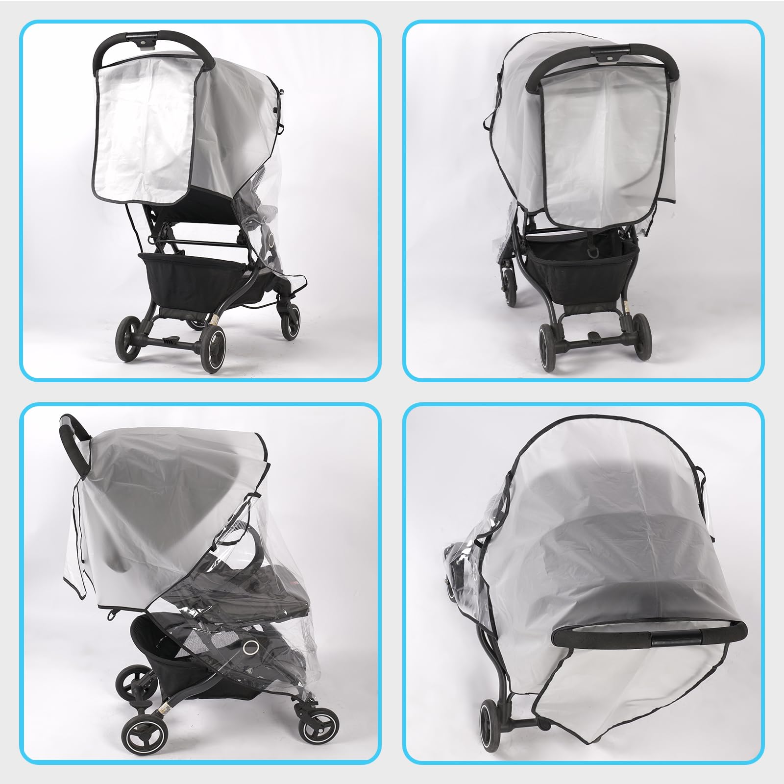 Plástico Lluvia de Silla Paseo Universal Protector de Lluvia para Carrito de Bebé Universal Funda Carro Bebe Universal para Cochecito Resistente al Viento, Lluvia y Nieve con Bolsa de Almacenamiento
