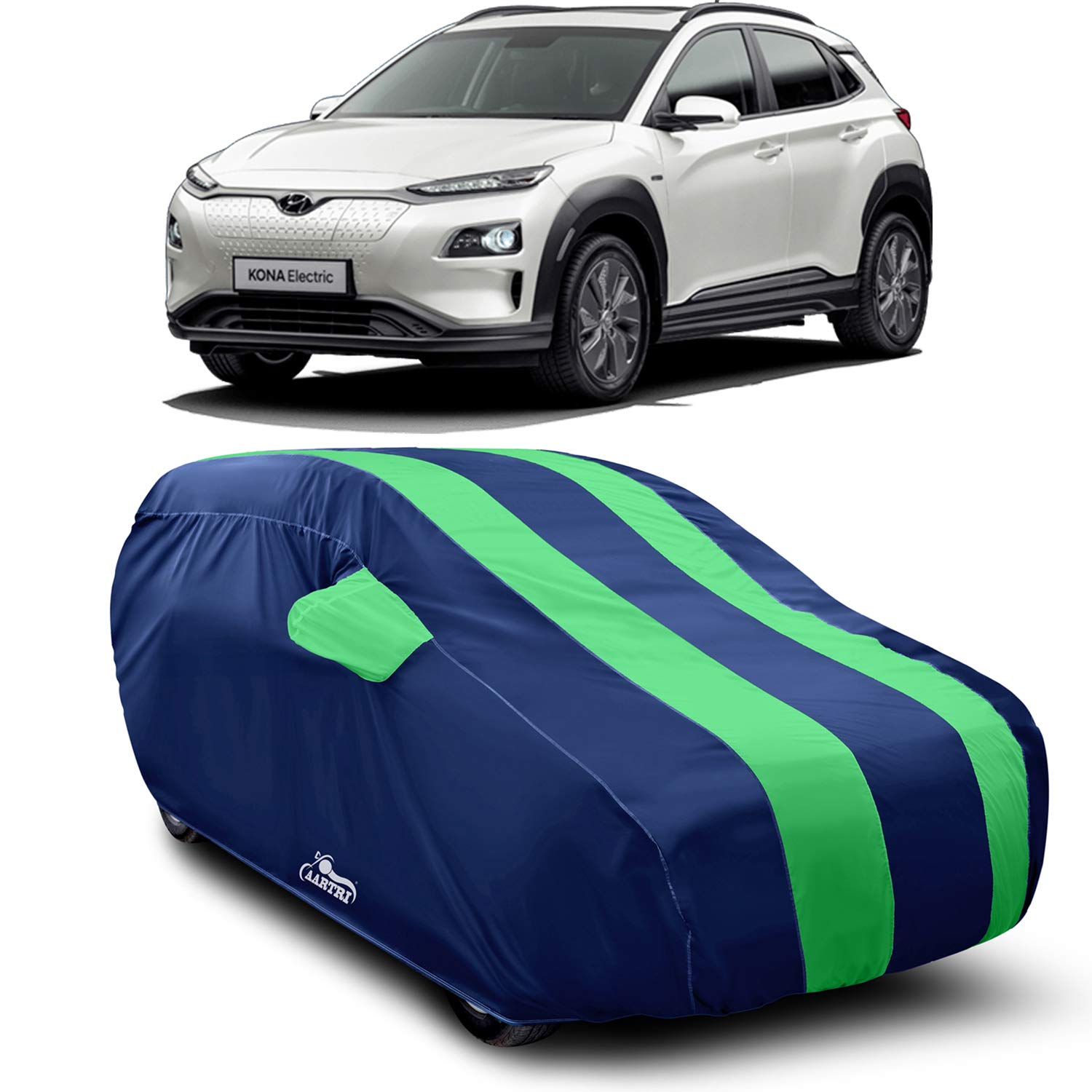 Cover Lab Presents Prime Quality Water Resistant Car Body Cover Compatible with Hyundai Kona Electric (Green with Mirror)