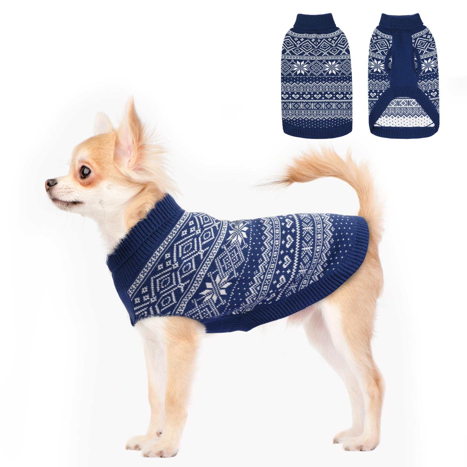 HOMIMP Dog Sweater Argyle - Warm Winter Clothes Puppy Soft Coat, Ugly Dog Sweater for Small Medium and Large Dogs, Pet Clothing Boy Girl, Blue XXS โ image 1
