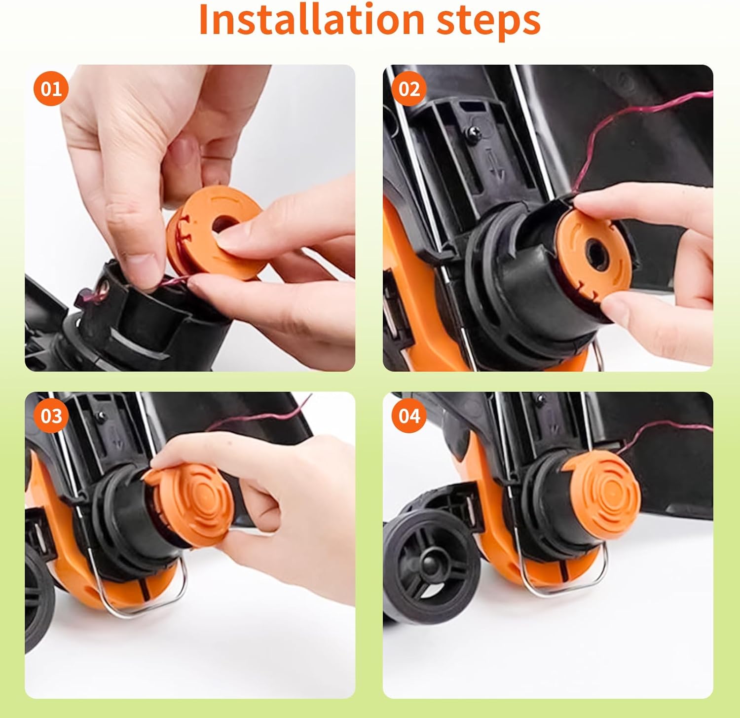 12 Pack Trimmer Spool Line for Worx, WA0010 Edger Spools Replacement for Worx, 0.065 inch Trimmer Line Refills for Worx, Compatible with Worx String Trimmers(10 Grass Trimmer Line, 2 Trimmer Cap) - Image 5