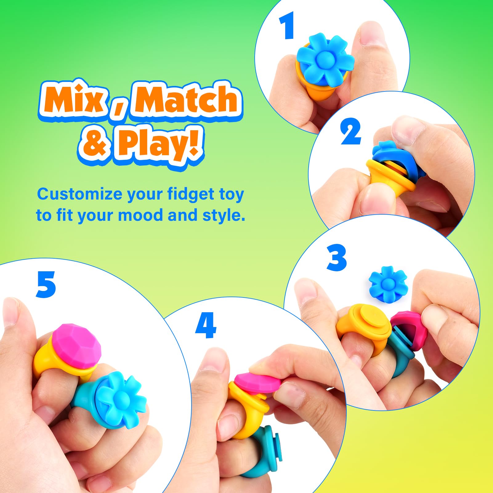 Snapklik.com : Fidget Rings Sensory Toys For Kids: 18 Pack Fidget ...