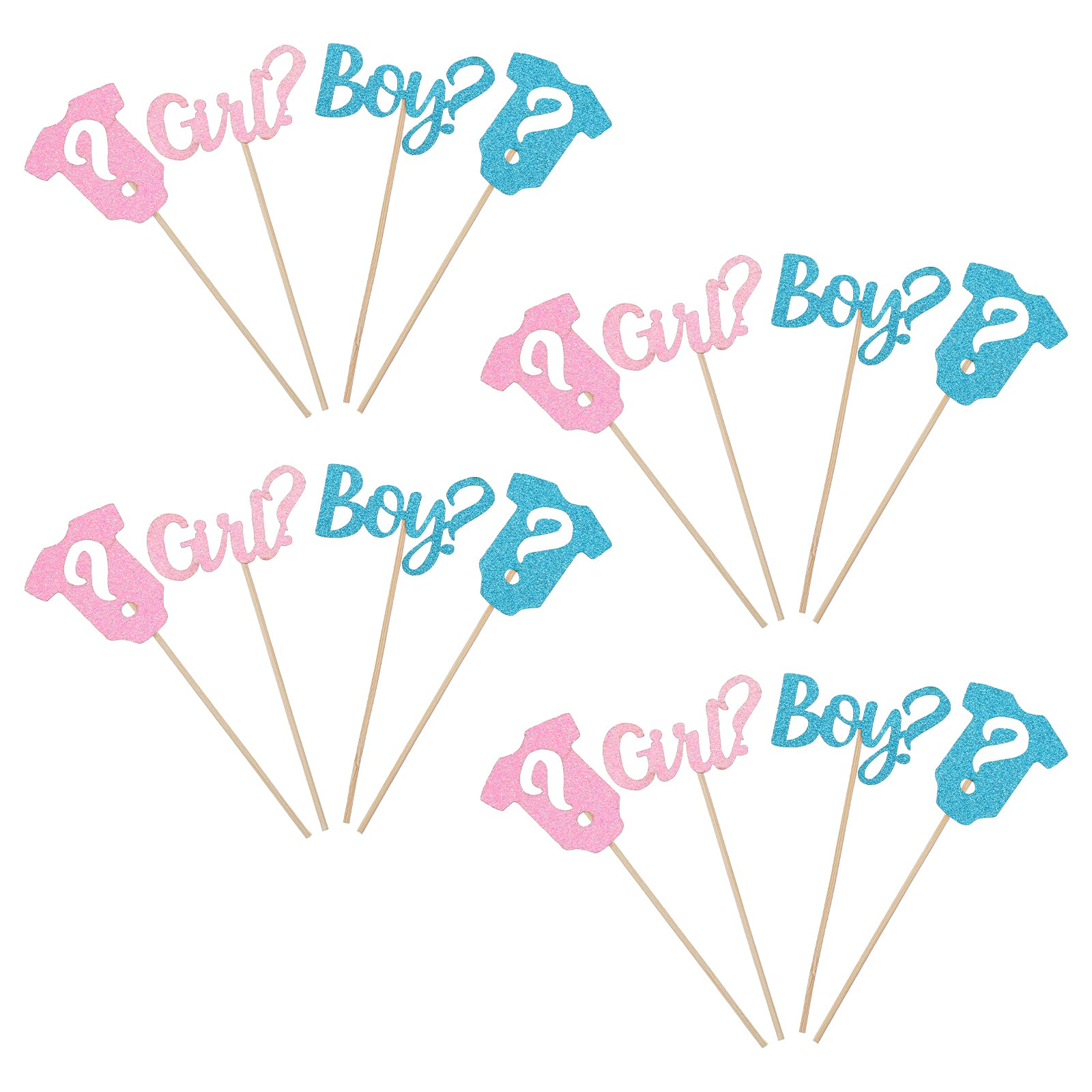 Oruola 16 Pack Gender Reveal Cupcake Toppers,Glitter Onesie Jumpsuit Cake Toppers,Boy or Girl Cake Decorations for Baby Shower Party Supplies(Blue,Pink)