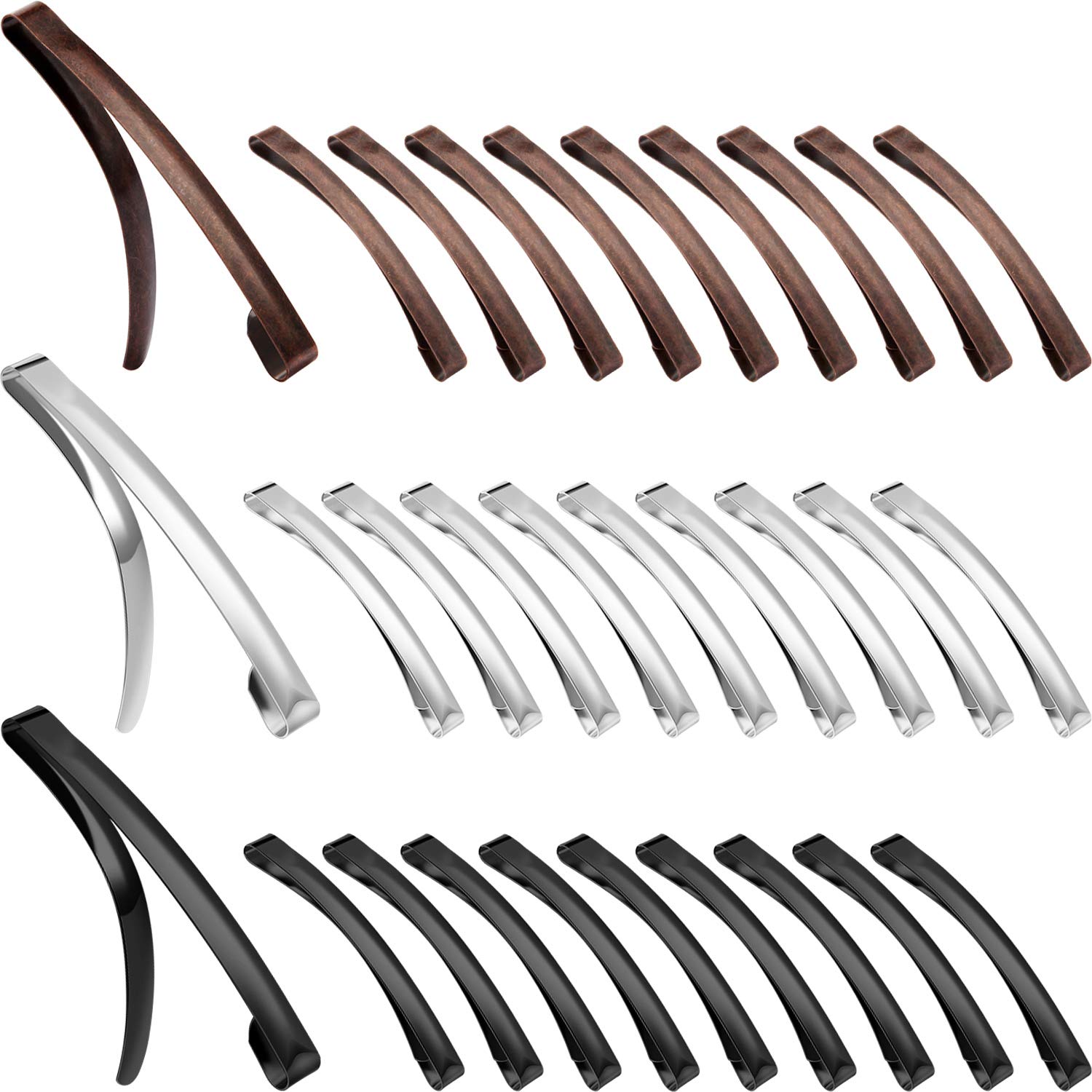 30 Pièces Barrettes Métalliques bombées à Centre Ouvert Pince à Cheveux Antidérapante en Métal pour Filles et Femmes, Couleurs A
