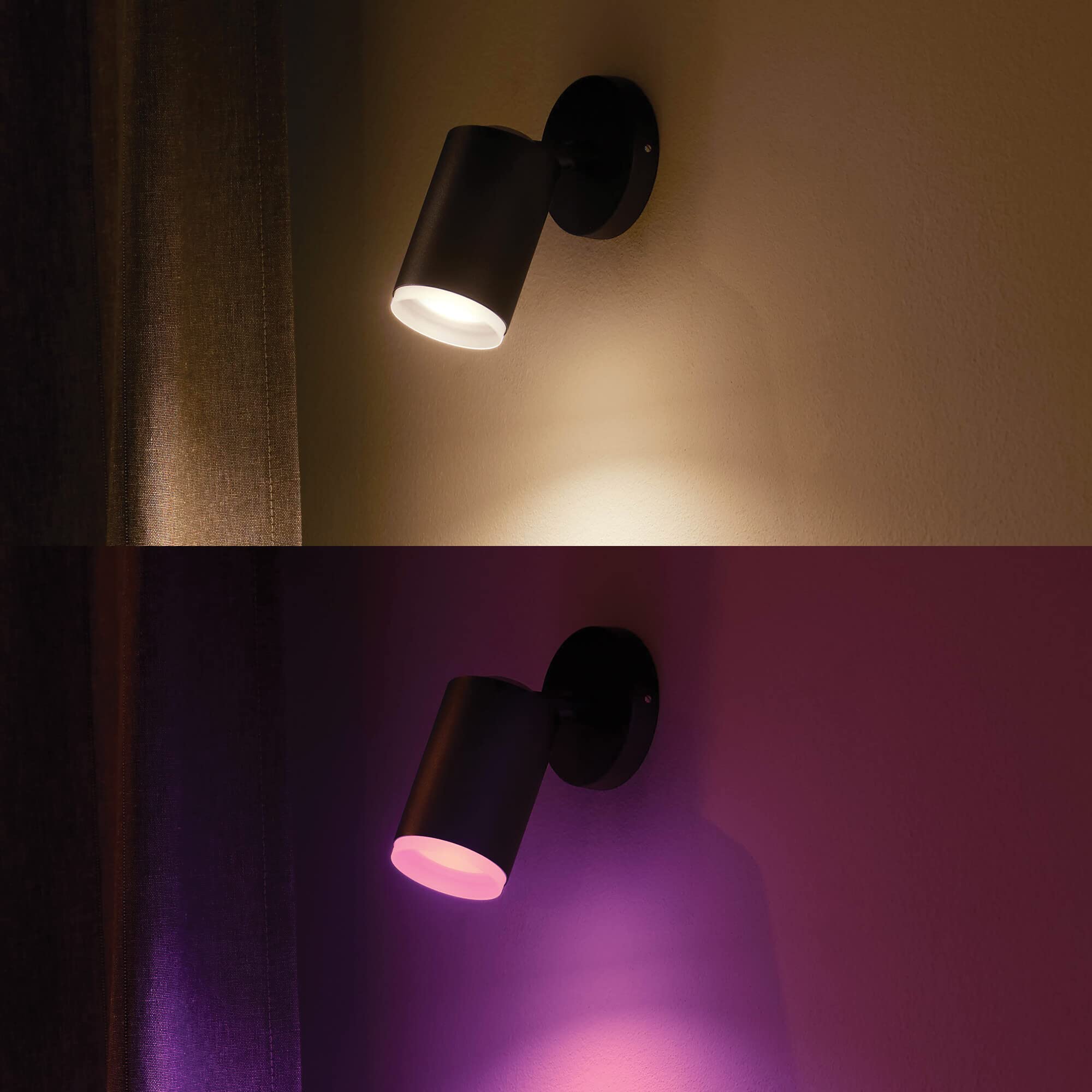 Philips Hue White and color ambiance Bluetooth 1 lampa punktowa Fugato, LED GU10, czarna, ściemniana, 16 mln kolorów, sterowanie za pomocą aplikacji, kompatybilna z Amazon Alexa (Echo, Echo Dot)