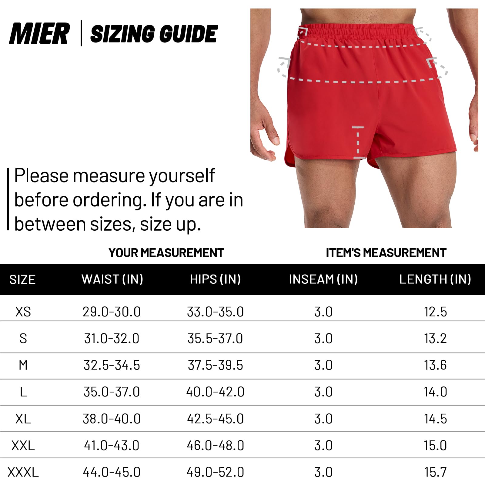 MIER Pantalones cortos deportivos para correr para hombre con forro interior de 7,6 cm, de secado rápido, con bolsillos con cremallera para gimnasio y entrenamiento