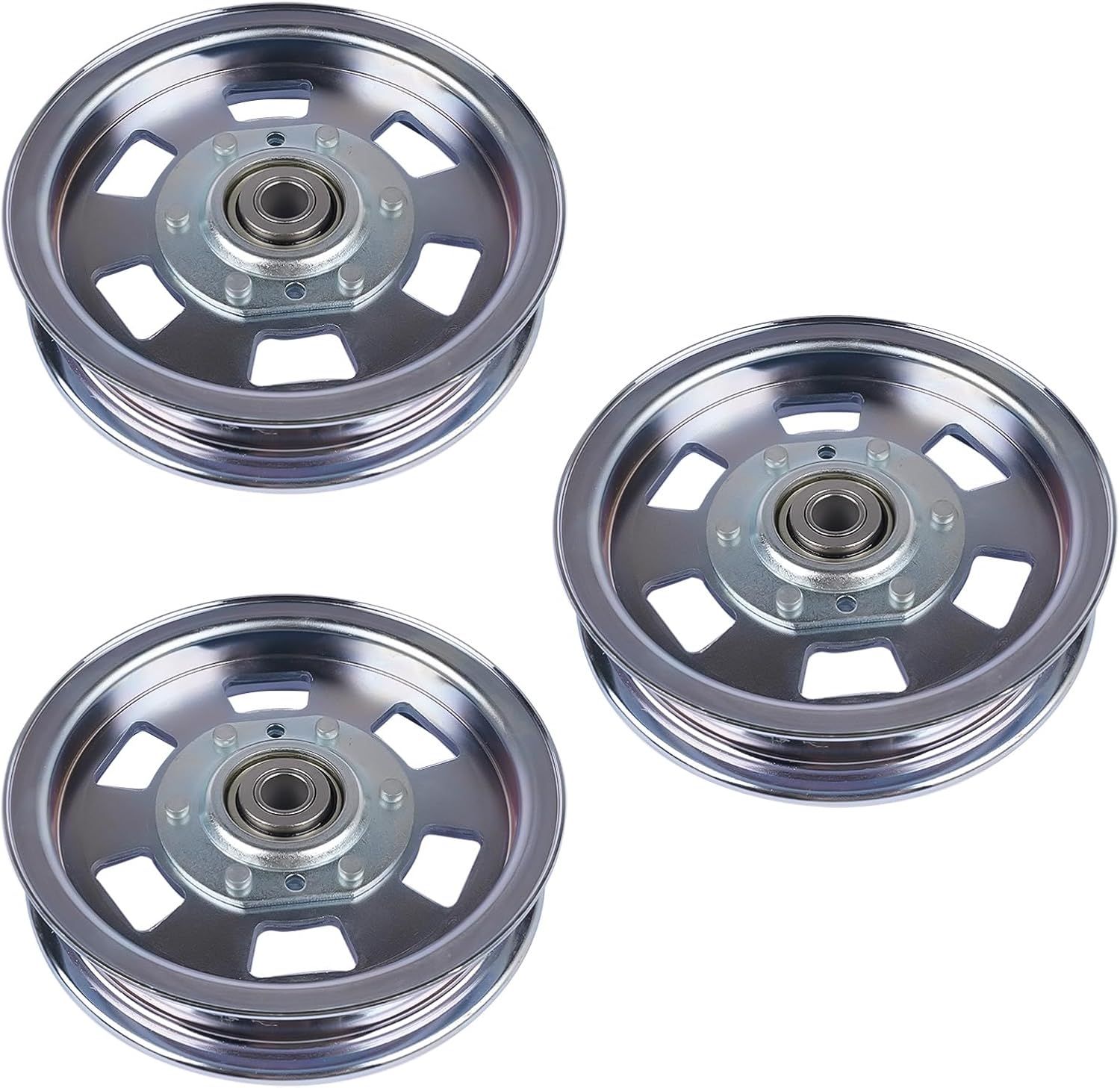 GELUOXI 3Pcs Flat Idler Pulley Replacement for Bad Boy ZT Series 48" 50" 54" 60" Outlaw 54" 61" 72" MZ Series 48" 54" Deck 033-8000-00 033-2000-00