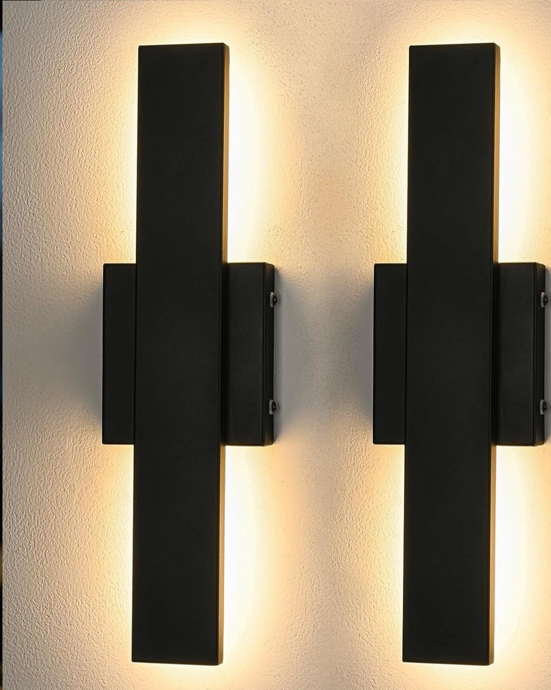 2 Pack 100CM Modern LED Outdoor Wall Light, 3000K 4000K 5000K 10%-100% Dimmable Lights for Outside, IP65 Waterproof Exterior Long Wall Lights for House, Porch, Garage, Patio, Yard, Entrance Black