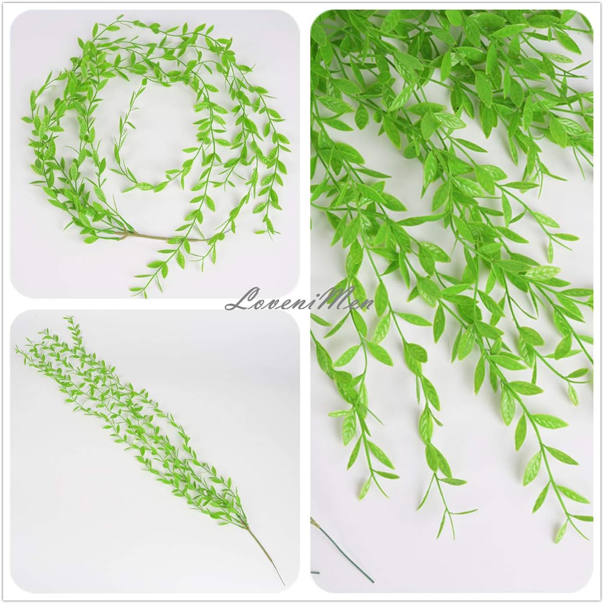 Artificial Vines, 10 Pack Hanging Ivy Fake Weeping Willow Greenery Leaves Plastic Plants Faux Garland Vine UV Resistant for Indoor Outdoor Garden Door Wall Baskets Wedding Party Decoration - Green - Image 3