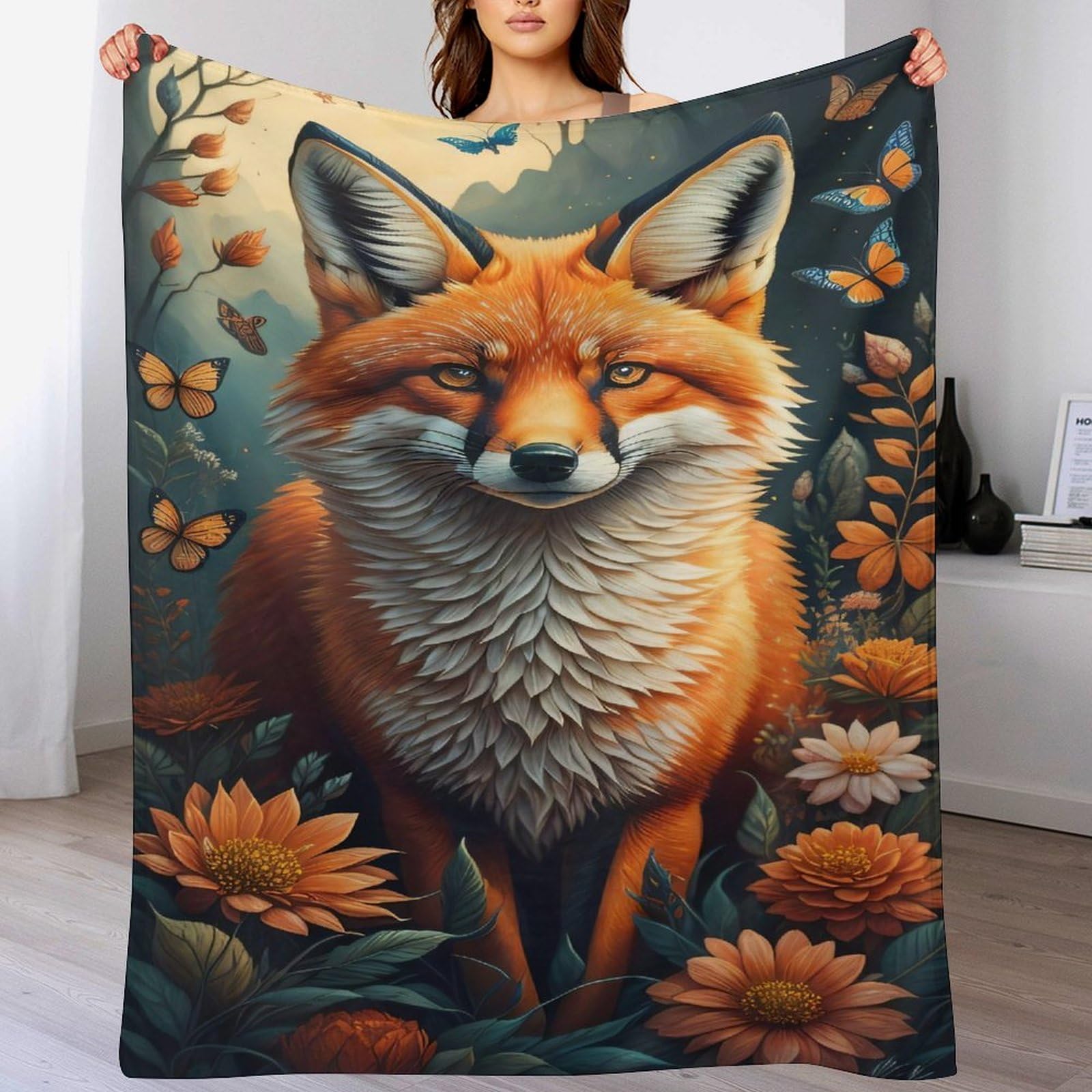 Couverture polaire renard moelleuse pour vos soirées cocooning sur le canapé