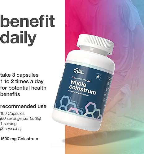 Miniatura 6 de Calostro bovino puro, 180 cápsulas, libre de antibióticos y hormonas, procedente de Estados Unidos, totalmente natural, 100% primer ordeño