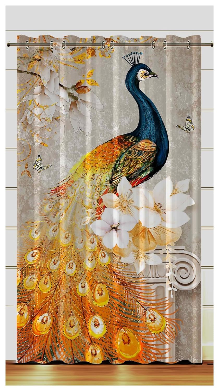 Luxe Living Thermal Insulated 3D Printed Modern Polyester 11 Design Special Long Crush Single Piece Semi Sheer Back Tab Window Curtain | (Pack of 1, 5 Feet X 4 Feet), Multicolor discount deal