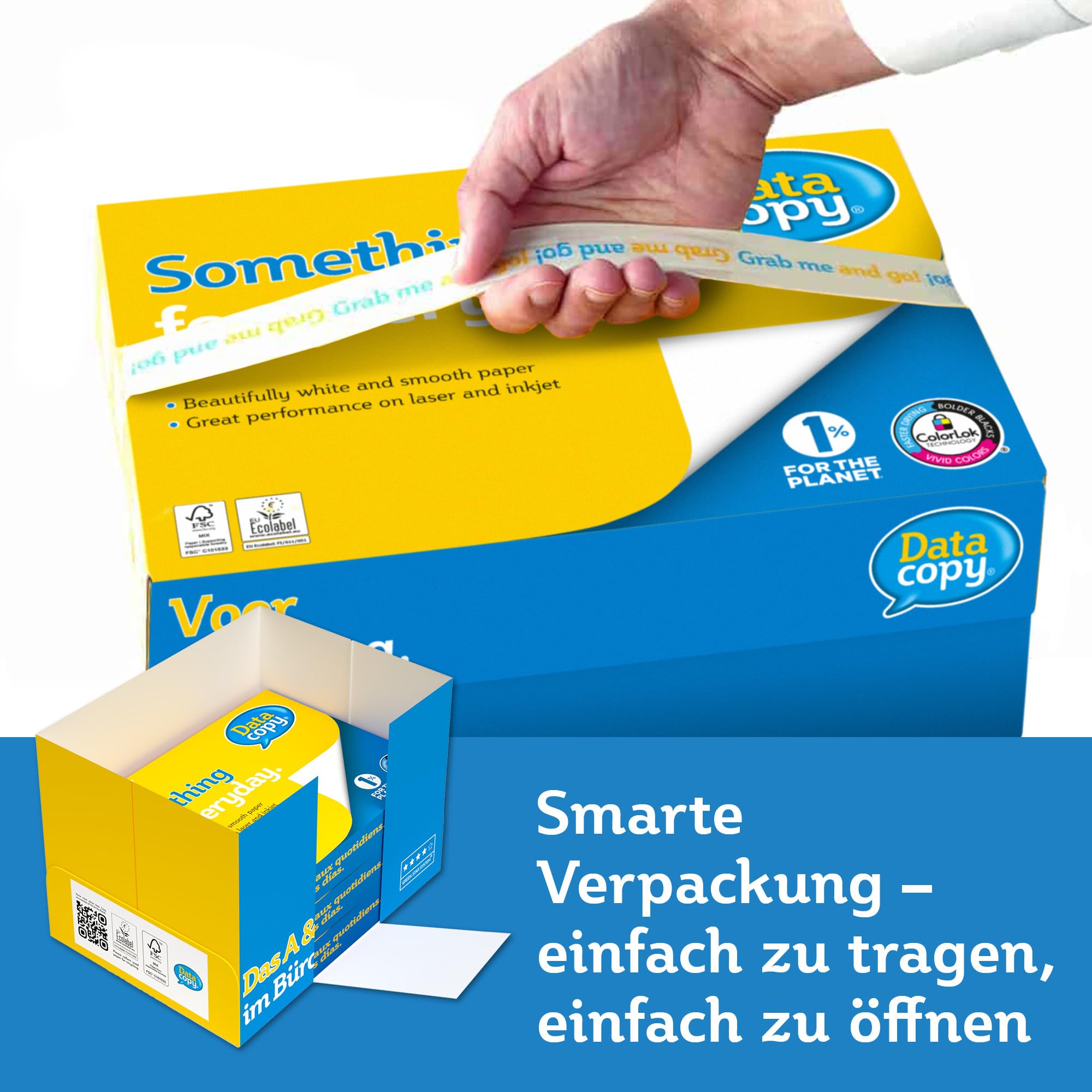 Data Copy Premium Kopierpapier, weiß, 80 g/m², A4, 4 x gelocht, FSC mix credit - 1 Karton zu 5 Pakete (2500 Blatt)