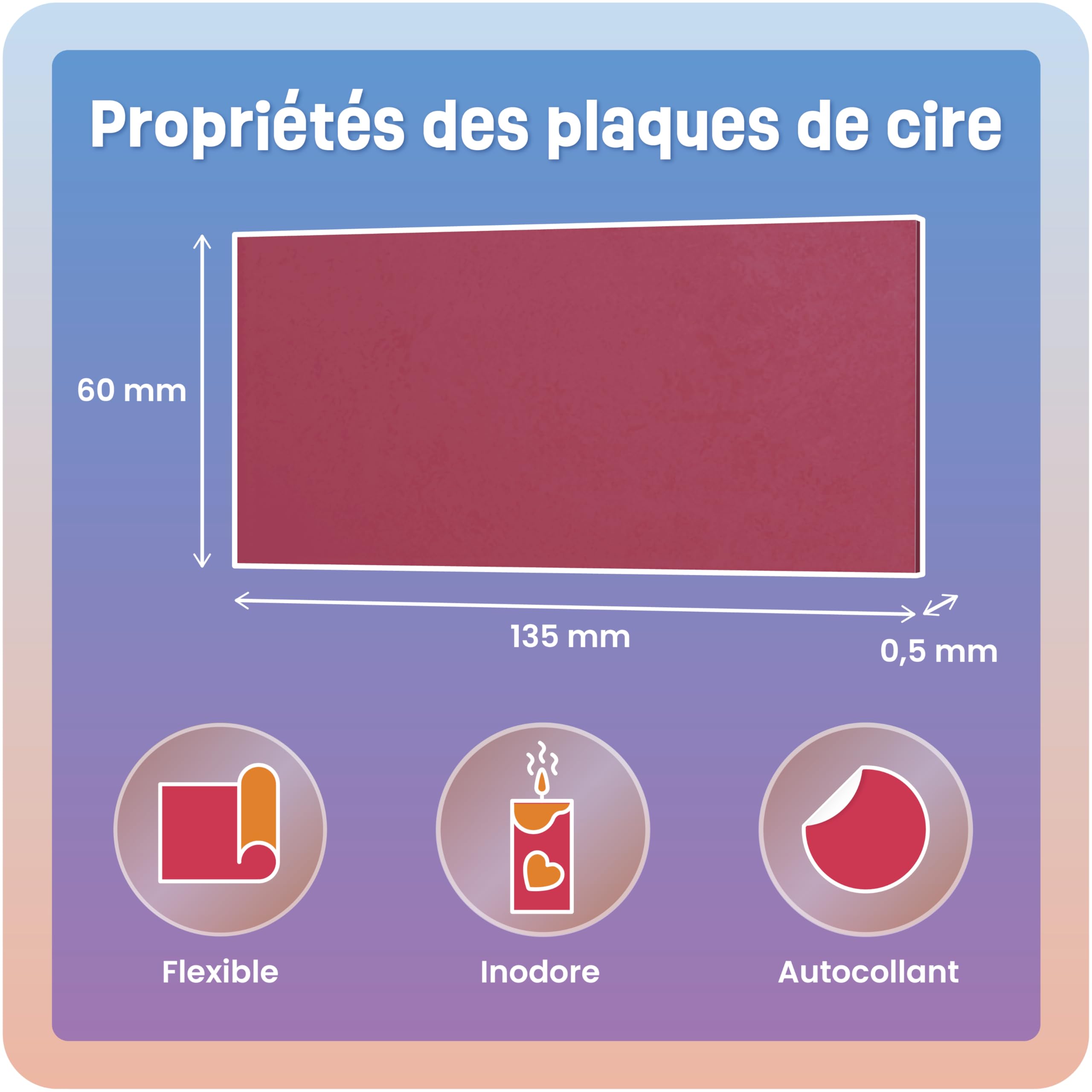 20 Plaques De Cire Pour Décorer Bougies - Smowo - Feuilles Autocollantes Colorées - DIY Décoration