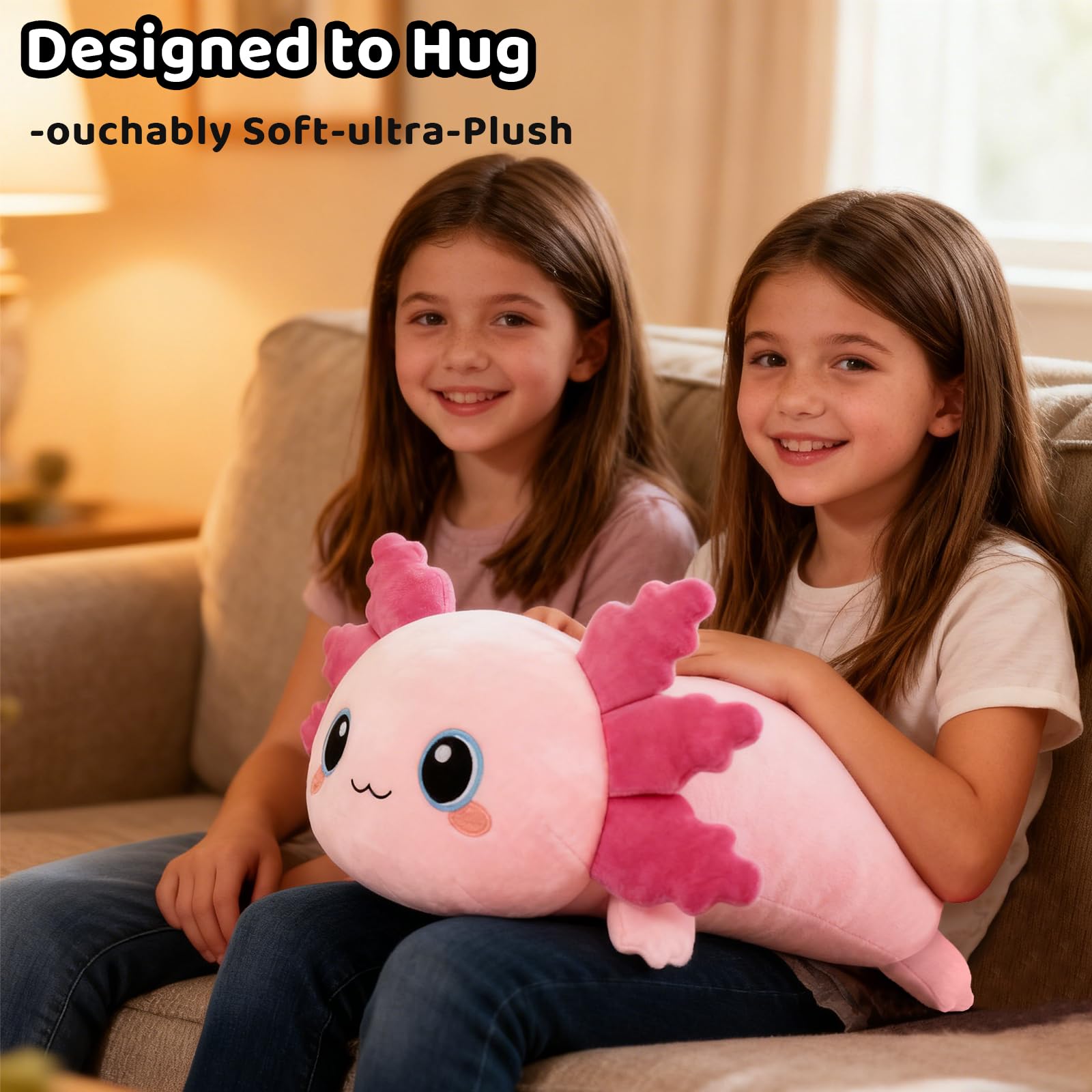 SQEQE Maskotka Axolotl, Kawaii pluszowa zabawka o wadze, miękka pluszowa zabawka jako prezent dla dzieci i dorosłych, 60 cm