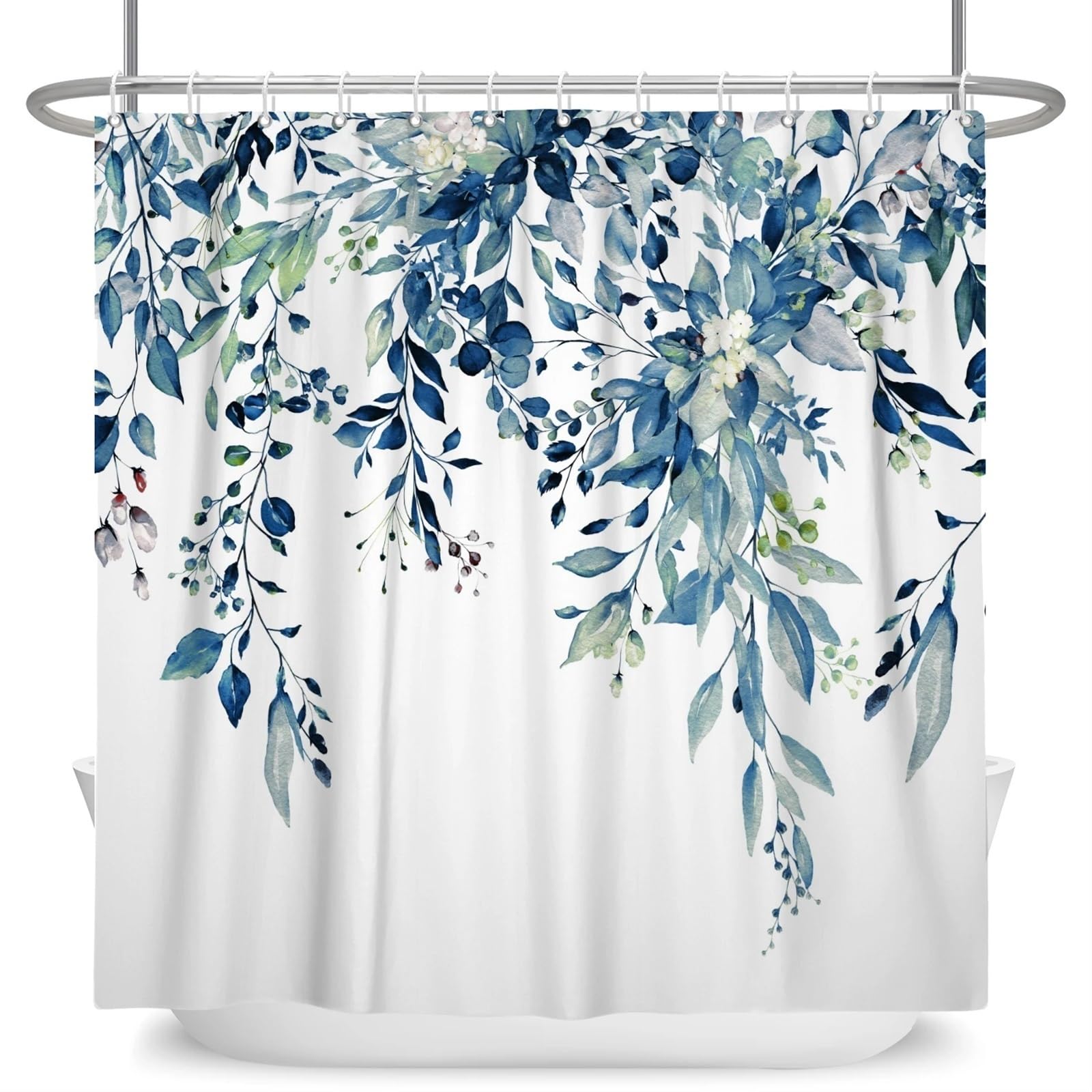 Rideau de douche imperméable en polyester à motif feuilles et fleurs