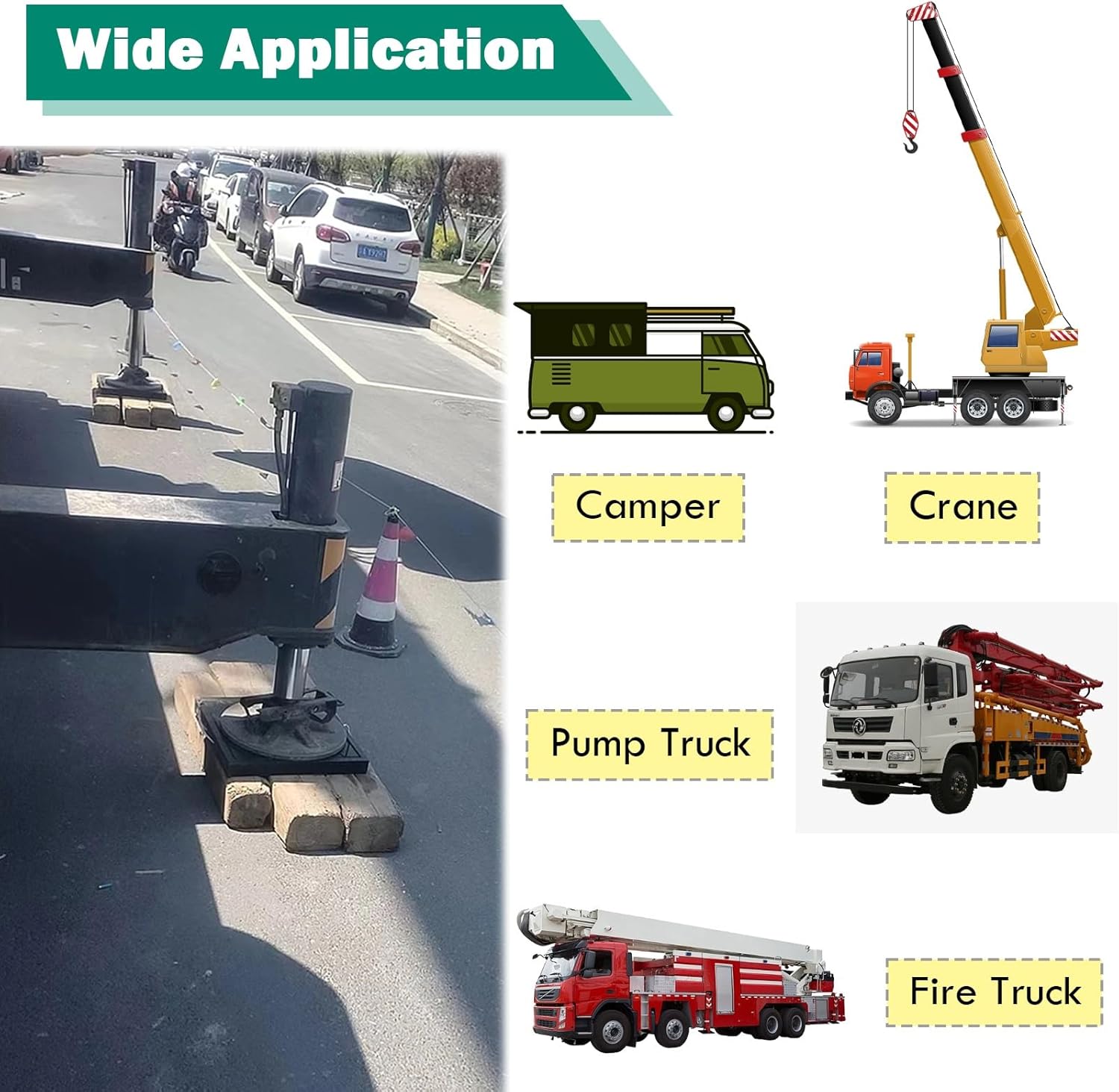 スクエアアウトリガージャックパッド キャンパー、トレーラー、クレーンスタビライゼーション用 - 丈夫な安定ブロック、内蔵ハンドル付き