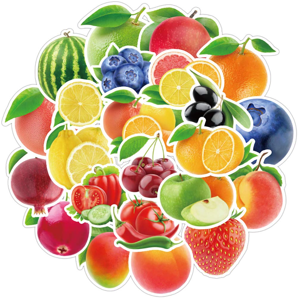 Unique Fruits & Vegetables Stickers for Teens Boys Girls|100 Pcs|Waterproof Vinyl Stickers for Laptop Hydroflasks Water Bottles Computer Luggage Phone Tablet Bike,Colorful Decals Pack(Fruit-100Pcs)