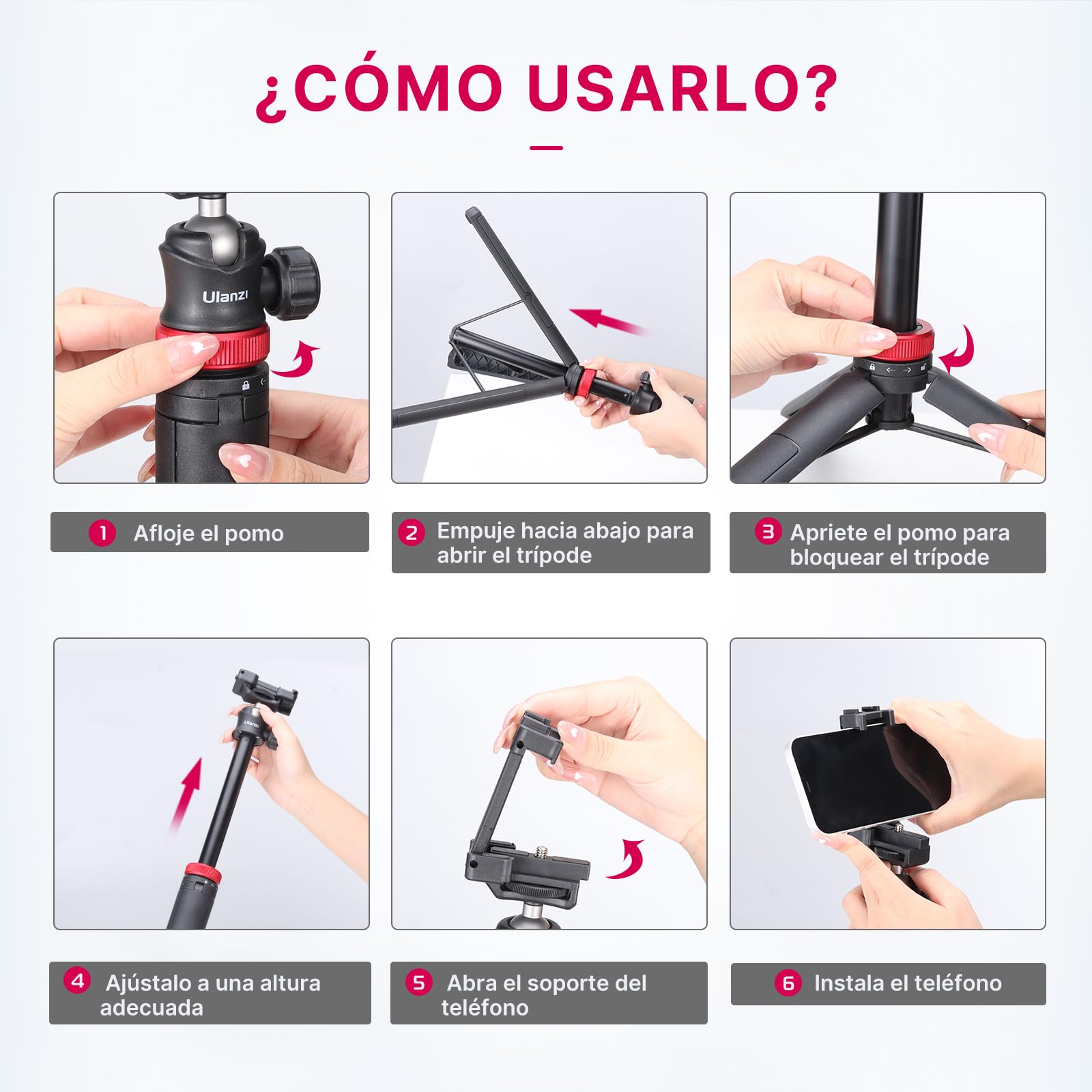 ULANZI MT-44 Tripode para Móvil 147 cm, Palo Selfie Largo con Remoto, Trípode Cámara Fotografía con 360° Rótula de Bola, Cold Shoe, Trípode Compacto Vlog Viaje para Samsung Sony Canon Nikon iPhone