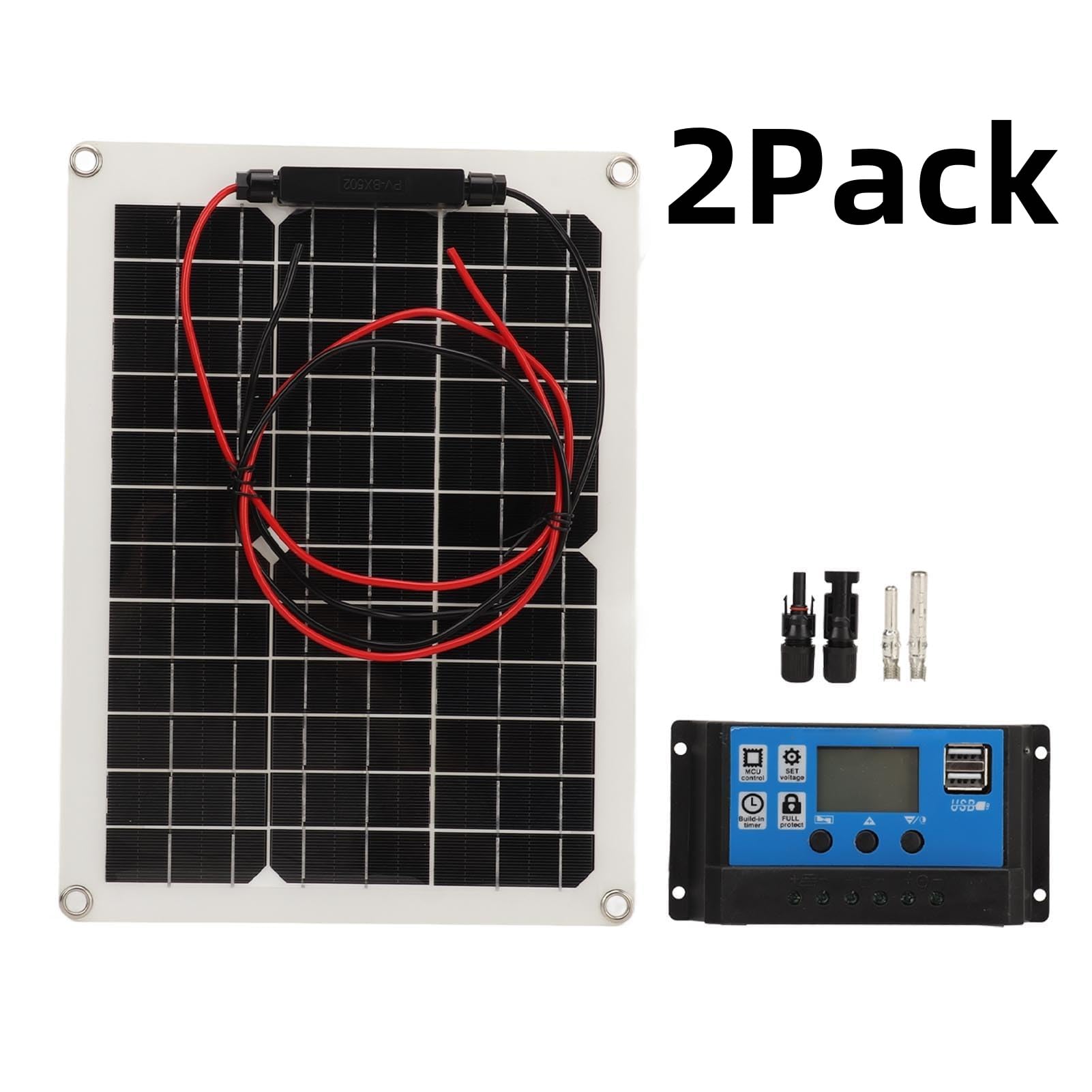 Panel Solar, 300W DC 12V 24V 50A Cargador de Energía del Módulo Fotovoltaico Monocristalino Impermeable de Alta Eficiencia para RV Marine Rooftop Farm Batería y Otras