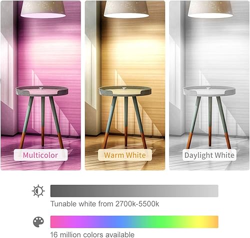 Miniatura 3 de micmi Bombilla LED inteligente WiFi multicolor compatible con Alexa, Echo, Google Home, no requiere concentrador, E26 A19 60 W equivalente a RGBW