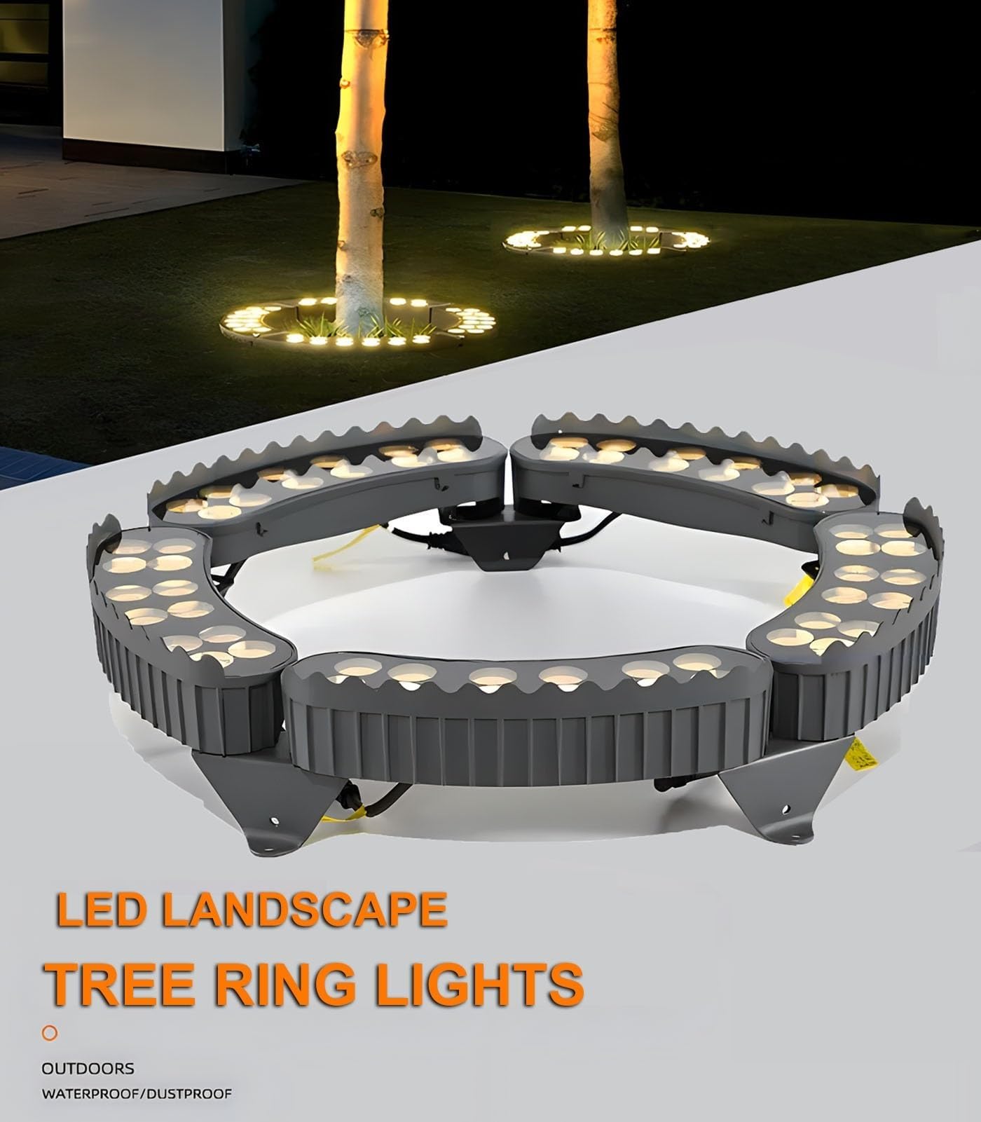 Faretto Luce Da Pavimento - 24V Faretti LED Esterno, Lampada Ad Anello LED Da 12 W Per Abbracciare Gli Alberi, Luce Da Paesaggio Per Alberi Impermeabile Per Esterni IP65(Warm White,7PCS(24V))
