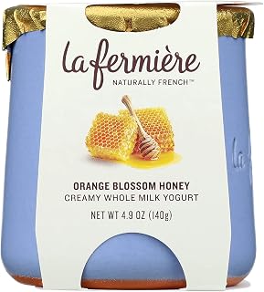 La Fermiere Creamy Whole Milk Yogurt with Orange Blossom Honey, 4.9 oz - Traditional French Style